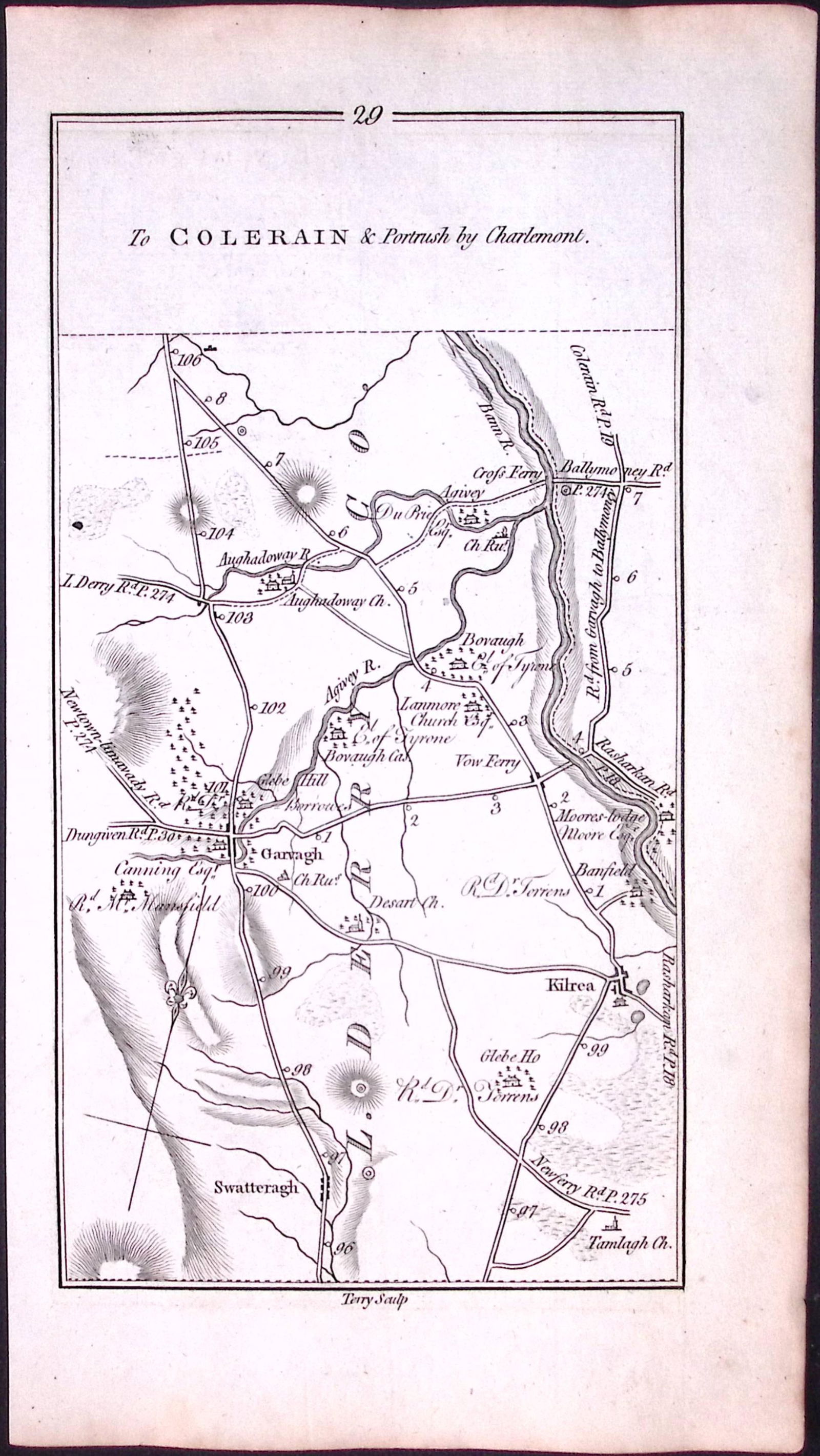 Ireland 245 Years -Old Antique Road Map Colerain, Portrush, Antrim-30: Title: Ireland 245 Years -Old Antique Road Map Colerain, Portrush, Antrim-30 Description: This Rare Irish Road Map Has Been Removed from a First Edition Copy of. Taylor &