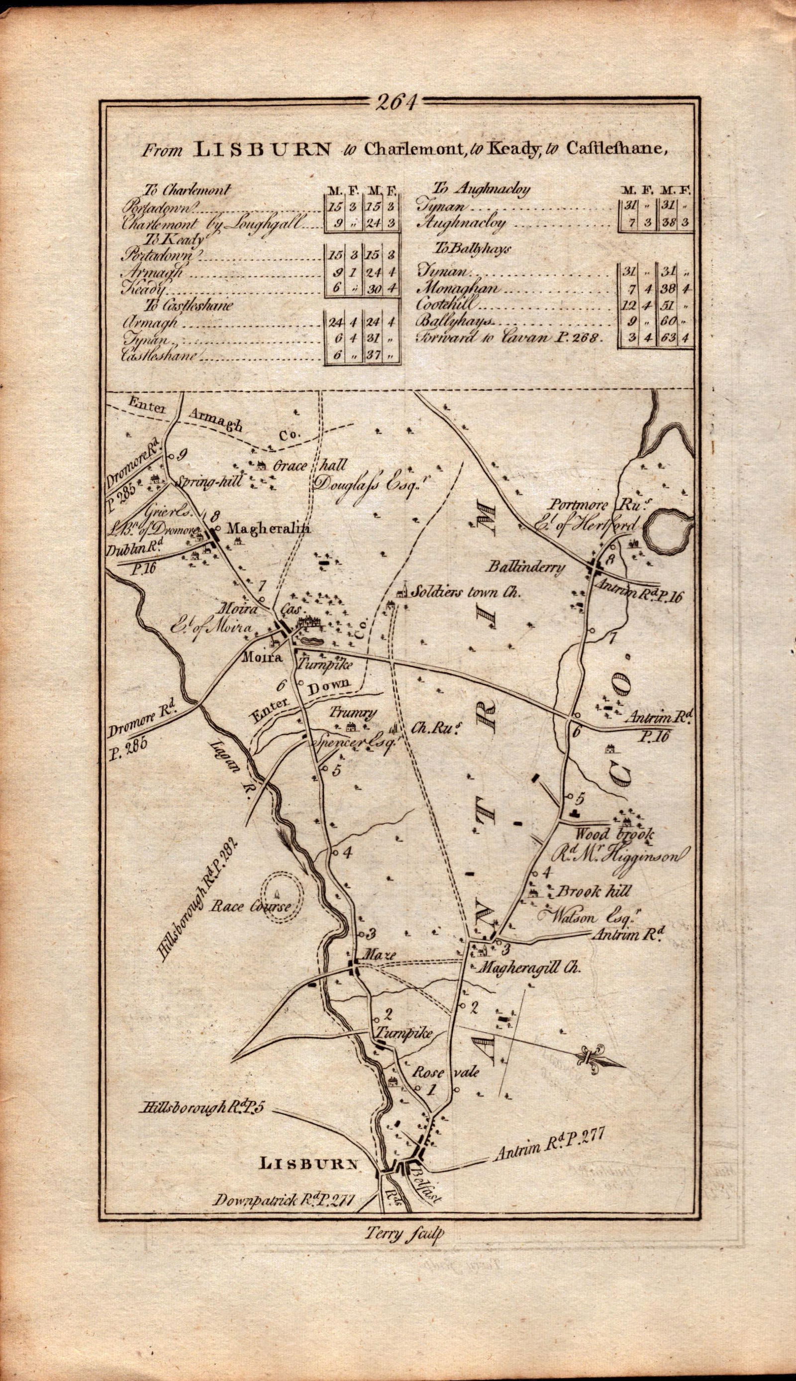 Ireland Rare Antique 1777 Map Slane Castle To Navan & Kells-264 - 2