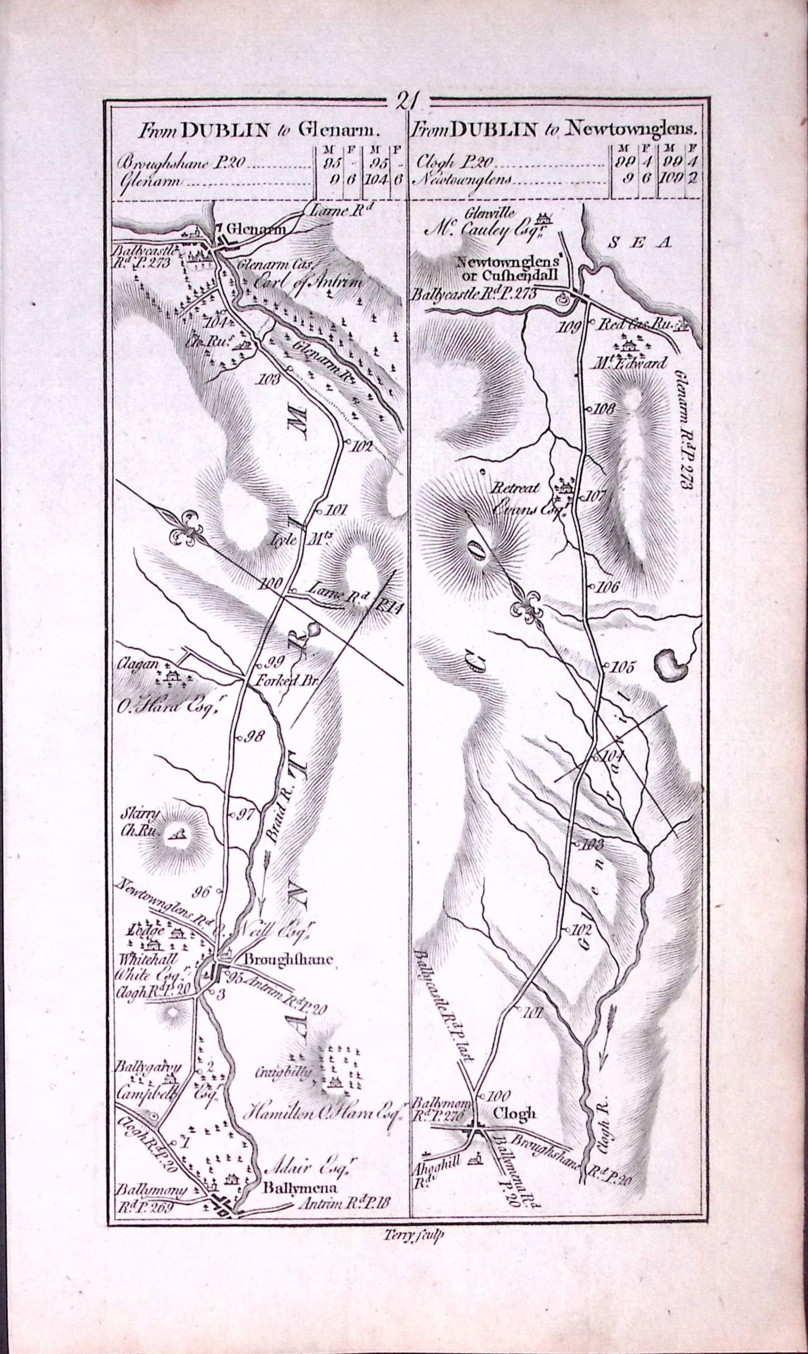 Ireland 245 Years -Old Antique Road Map Newry to Stewartstown-22 - 2