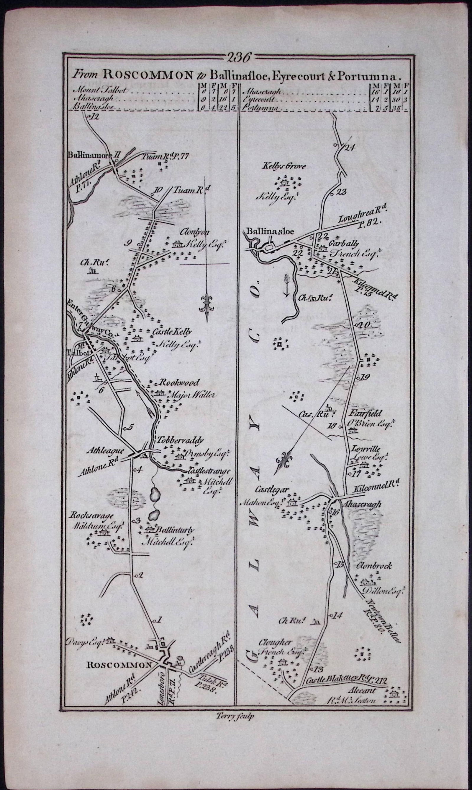 Ireland 245 Years -Old Antique Road Map From Carrick to Ballyshannon-236 - 2