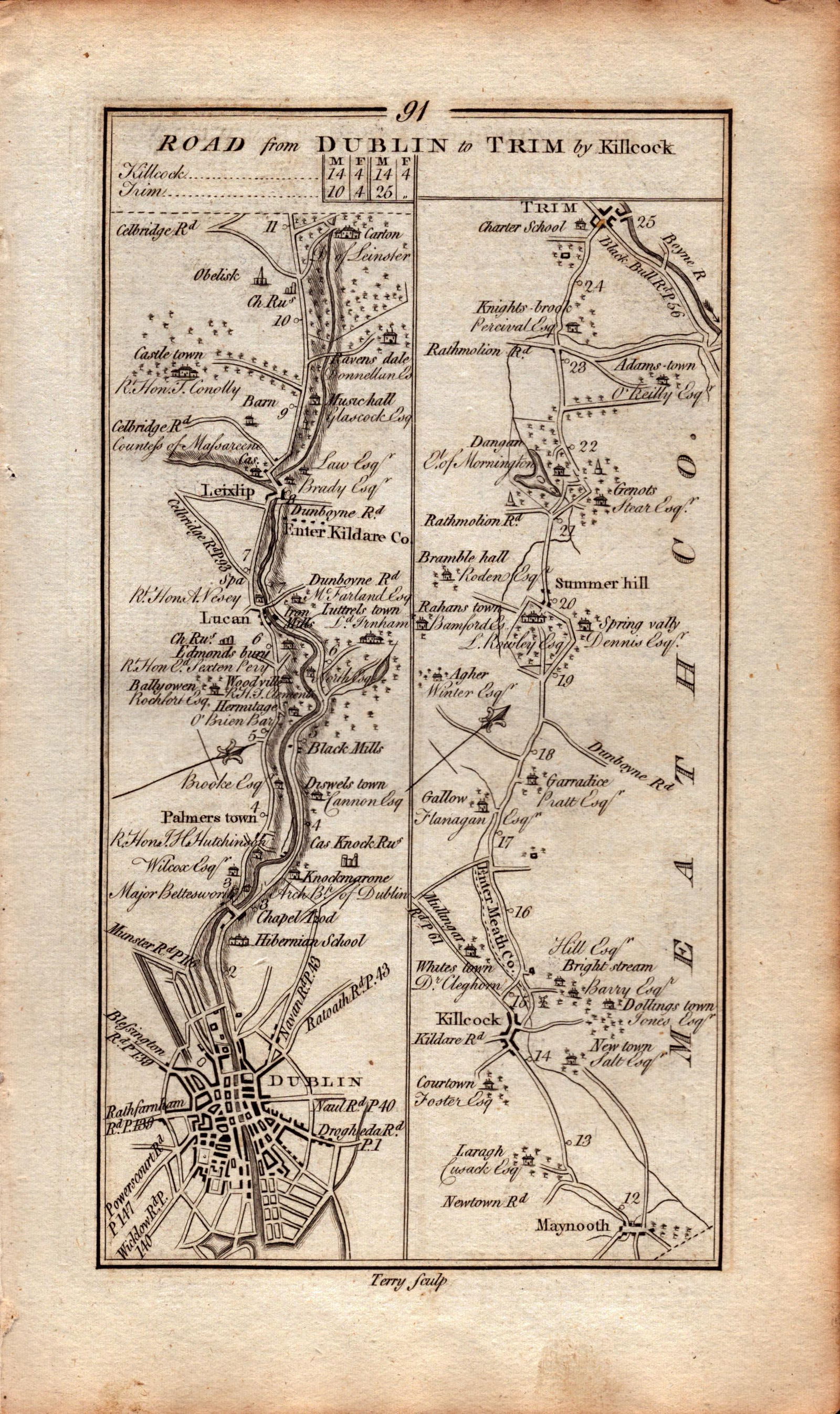 Taylor & Skinner 1777 Ireland Map Dublin Palmerstown Lucan Lexlip Maynooth Trim -92. (1 of 3)