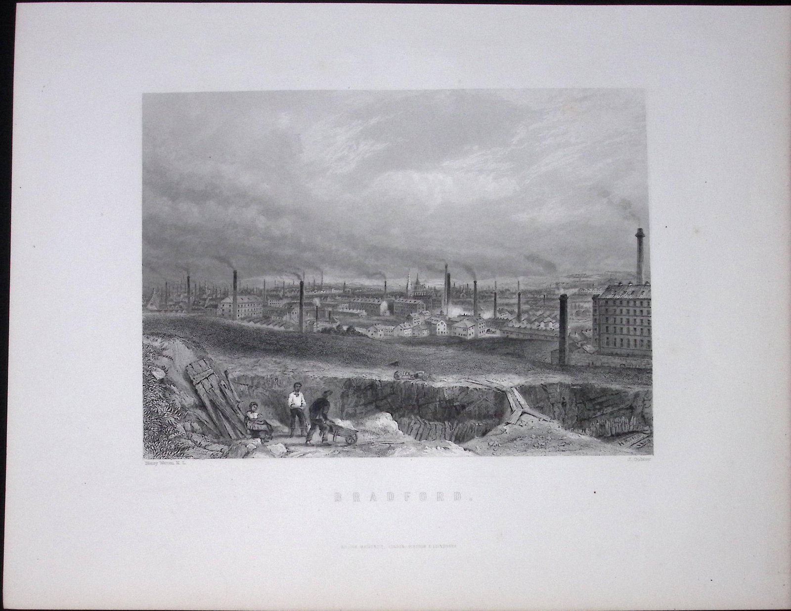 Yorkshire View of The City of Bradford Antique 150 Years-Old Engraving-13: Title: Yorkshire View of The City of Bradford Antique 150 Years-Old Engraving-13 Description: This Antique Print Was Removed from an Edition of. Yorkshire Past and Present by