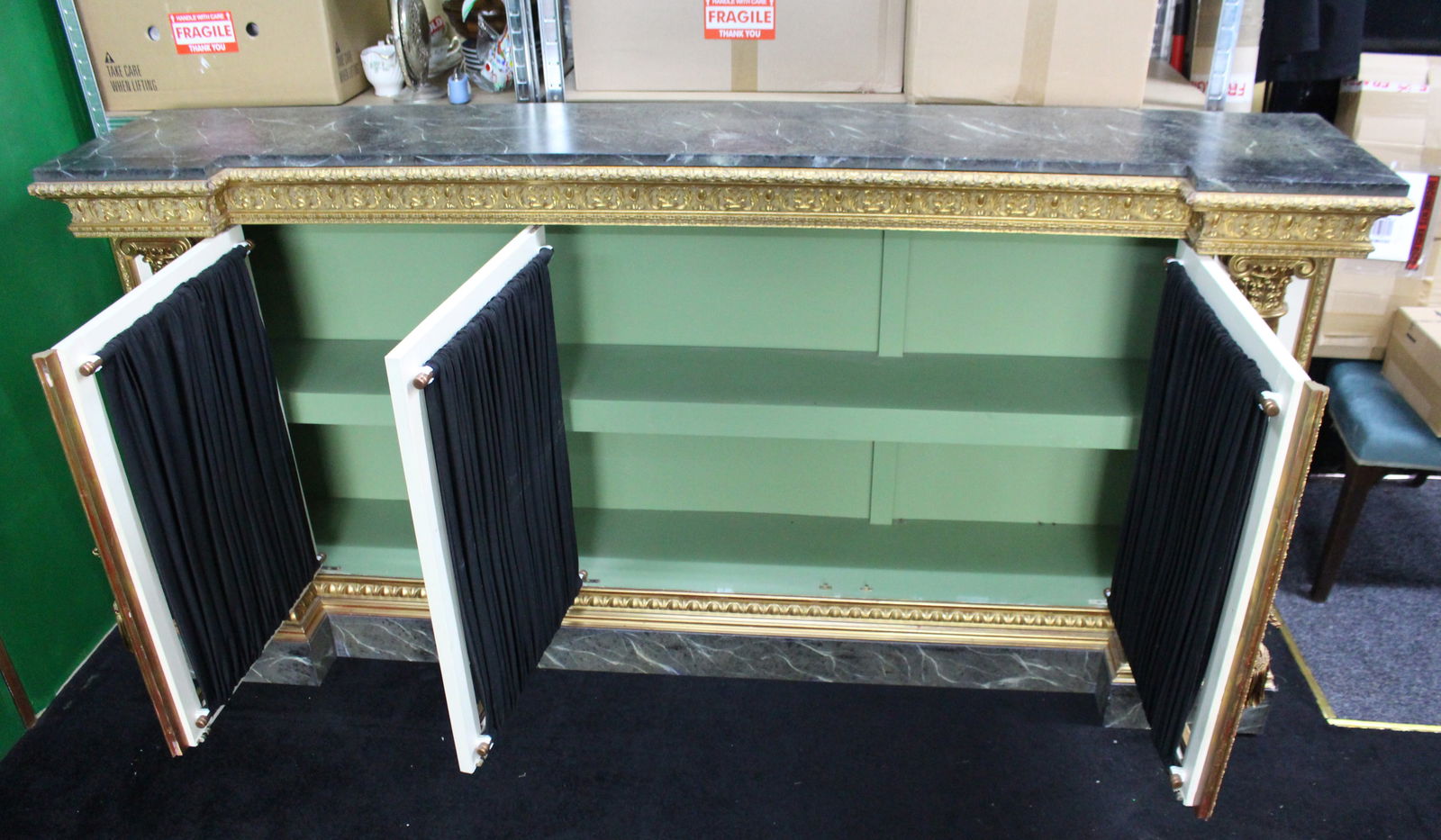 Impressive Neoclassical-Style Painted and Gilt Credenza - 14