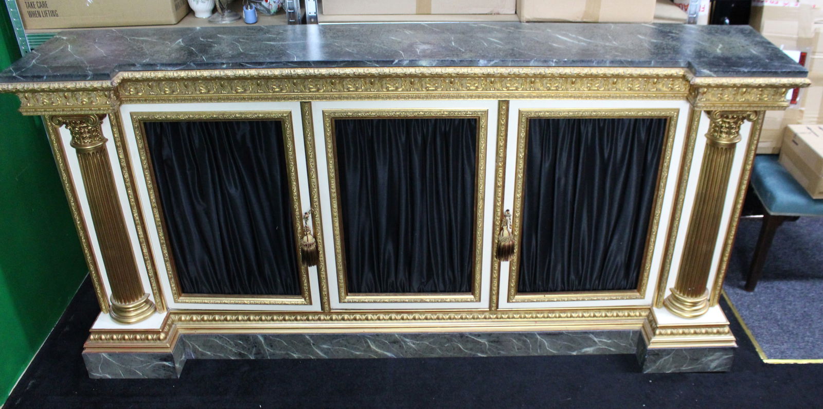 Impressive Neoclassical-Style Painted and Gilt Credenza - 2