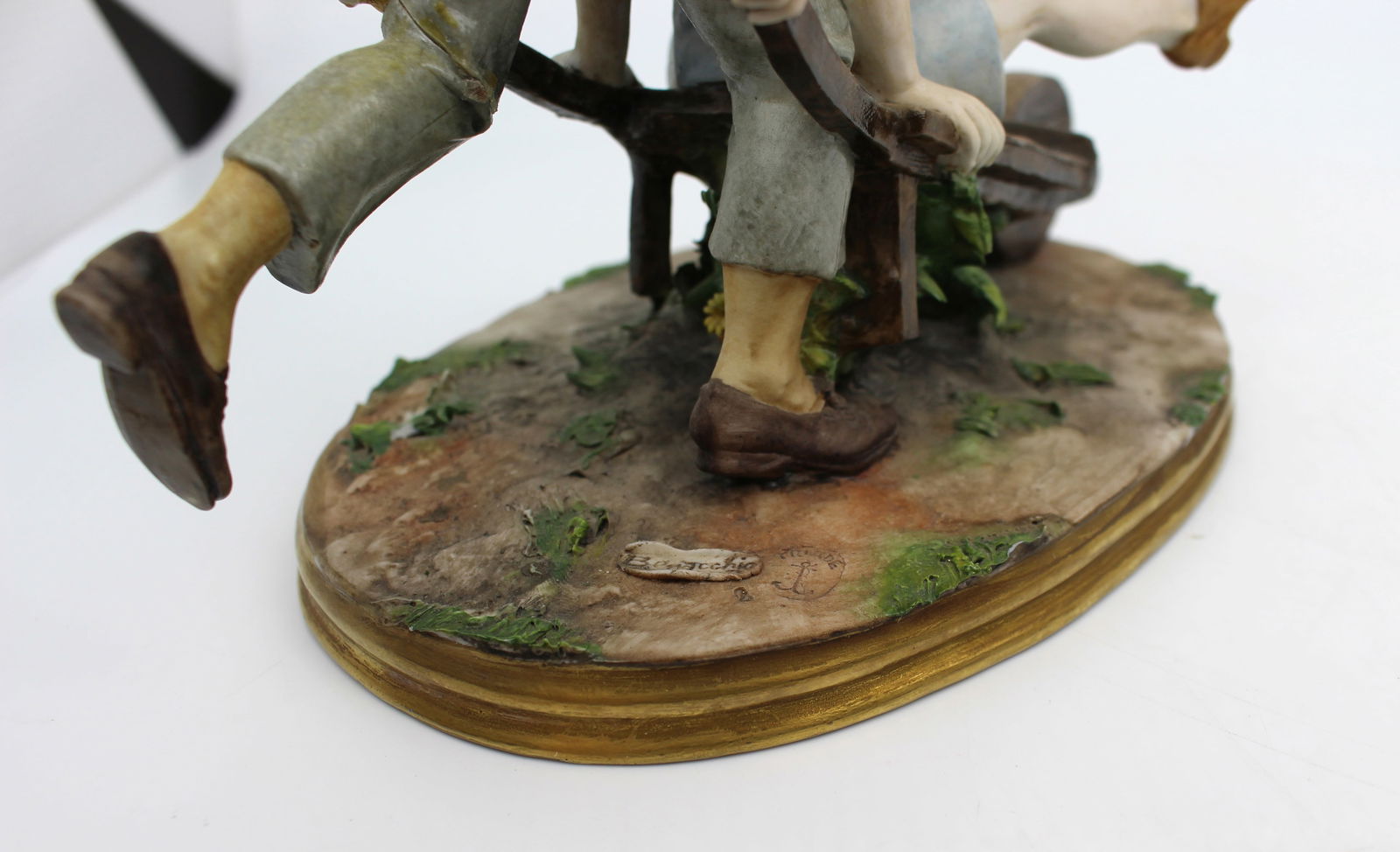 Capodimonte Figurine Boys in Wheelbarrown by Bernacchio - 3