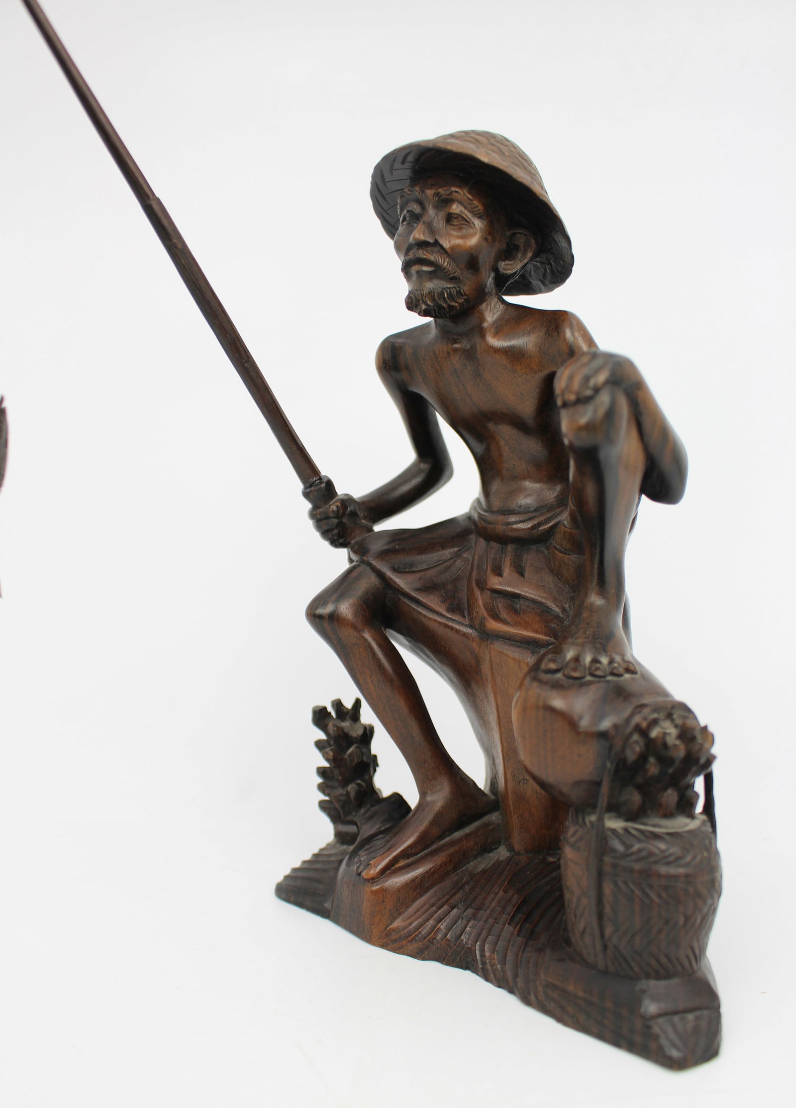 Mid-20th Century Balinese Hand-Carved Hardwood Fisherman Figure - 5