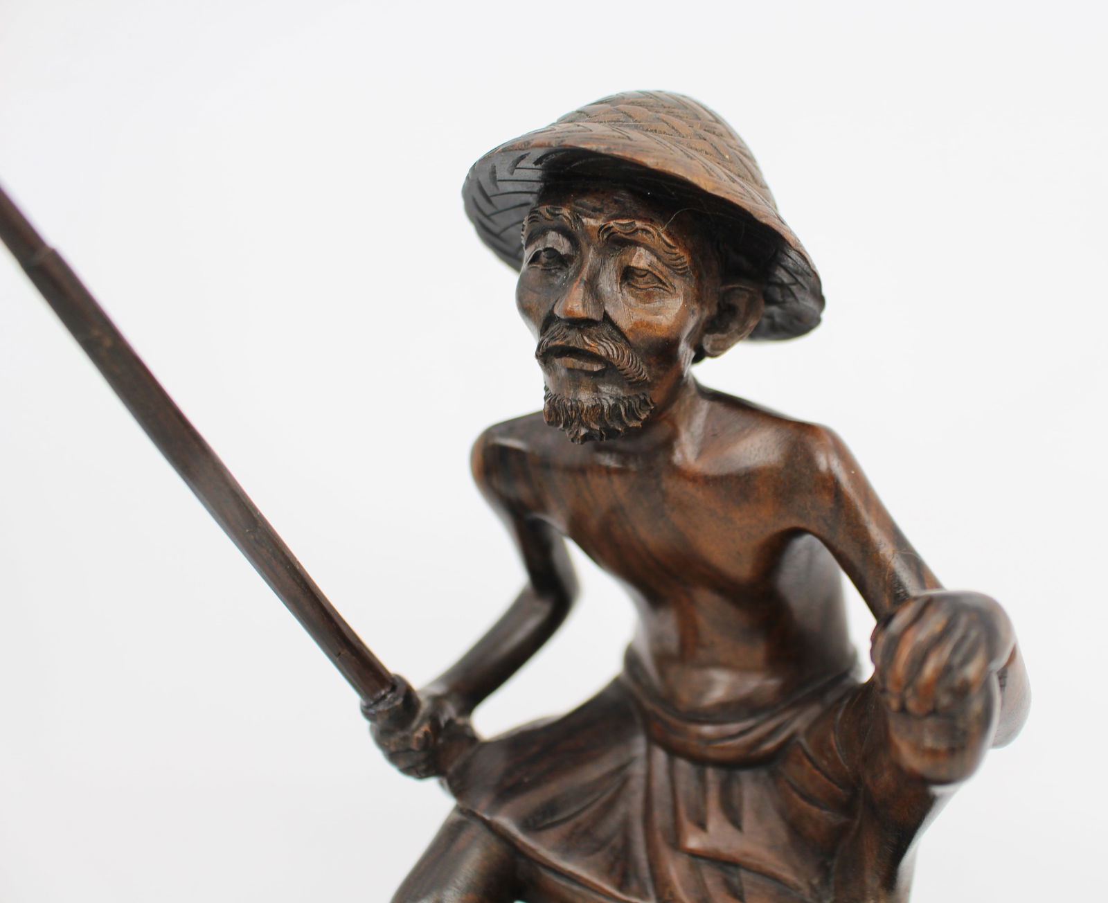 Mid-20th Century Balinese Hand-Carved Hardwood Fisherman Figure - 6