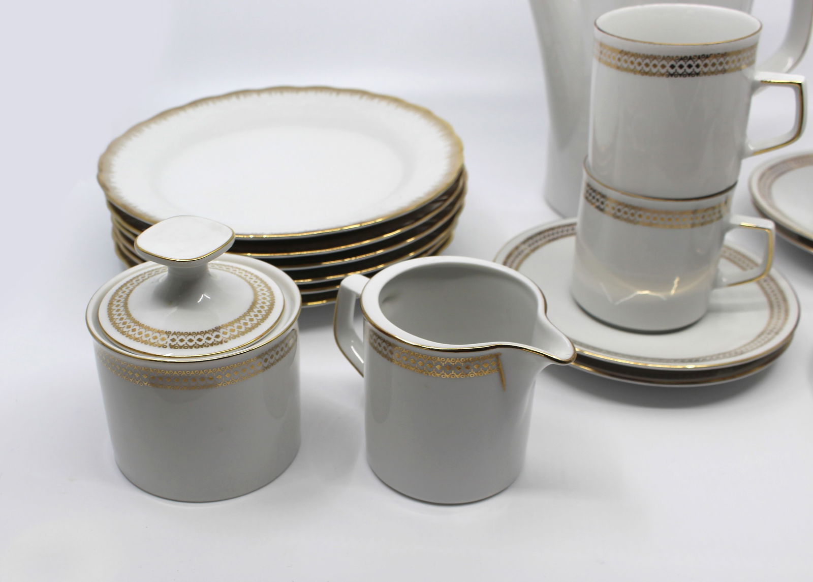 23 Piece Winterling Bavaria White & Gold Porcelain Coffee Service - 4