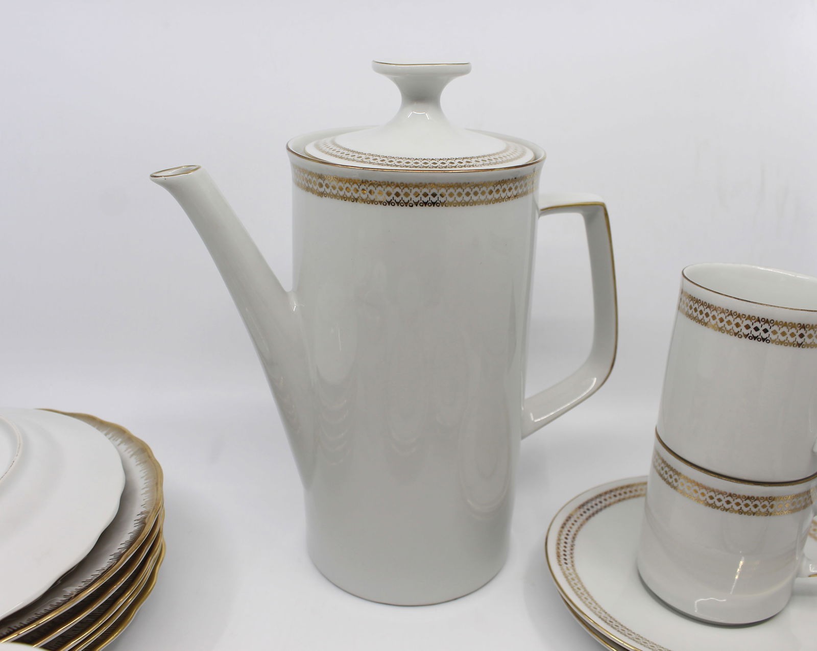 23 Piece Winterling Bavaria White & Gold Porcelain Coffee Service - 5