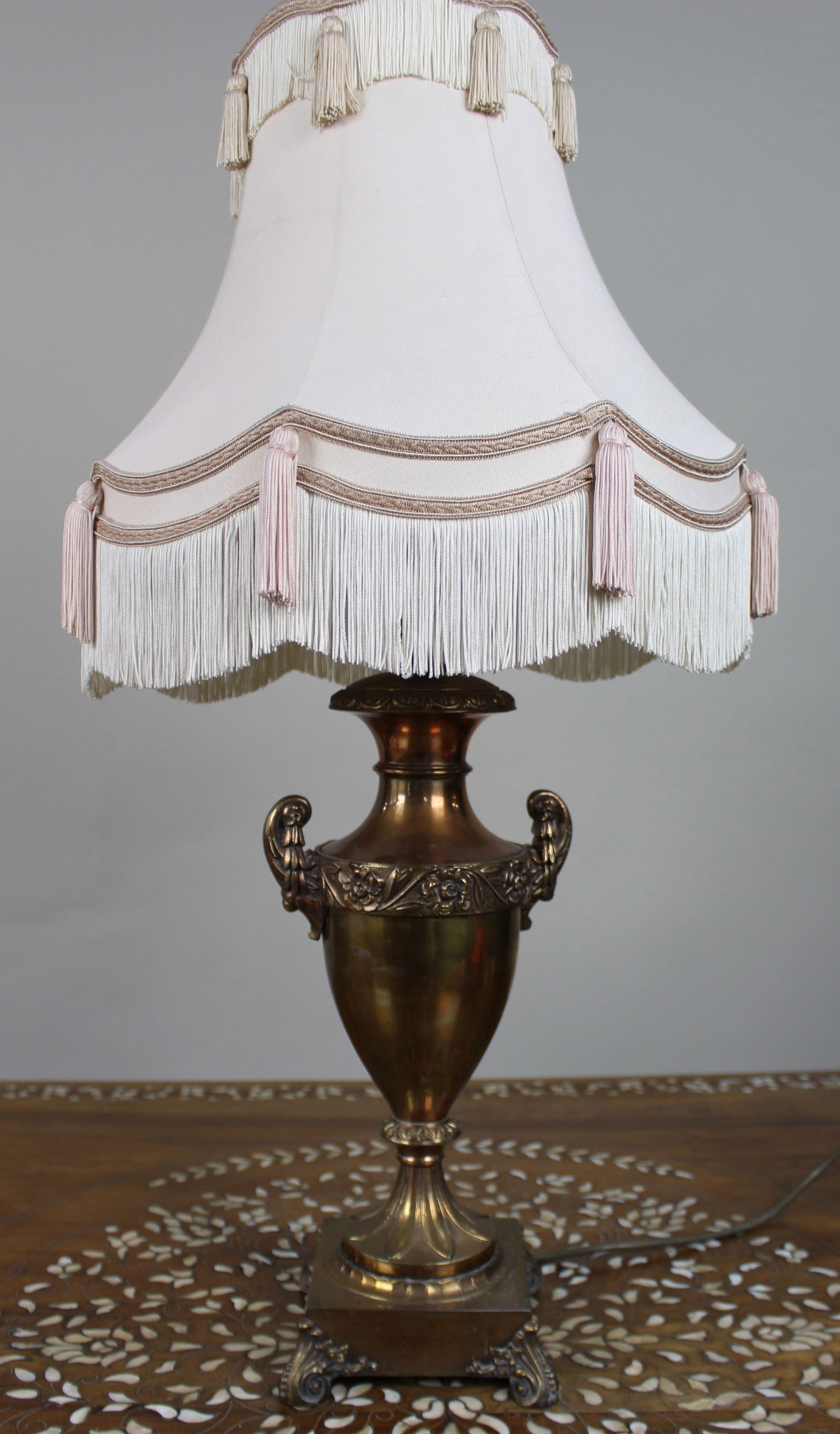 Large Vintage Bronze Table Lamp with Ornate Urn Base - 2