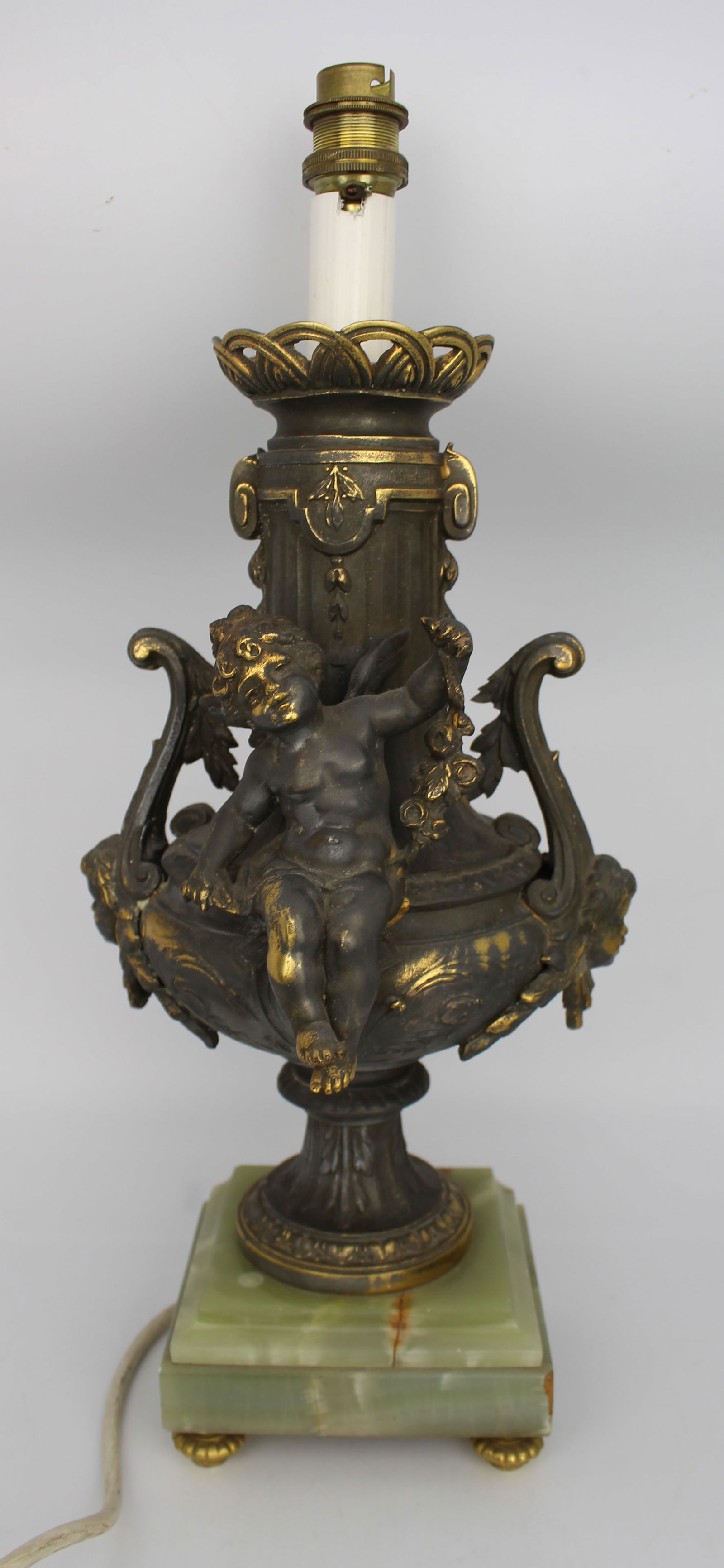Vintage Gilt Brass Cherub Onyx Table Lamp (1 of 5)