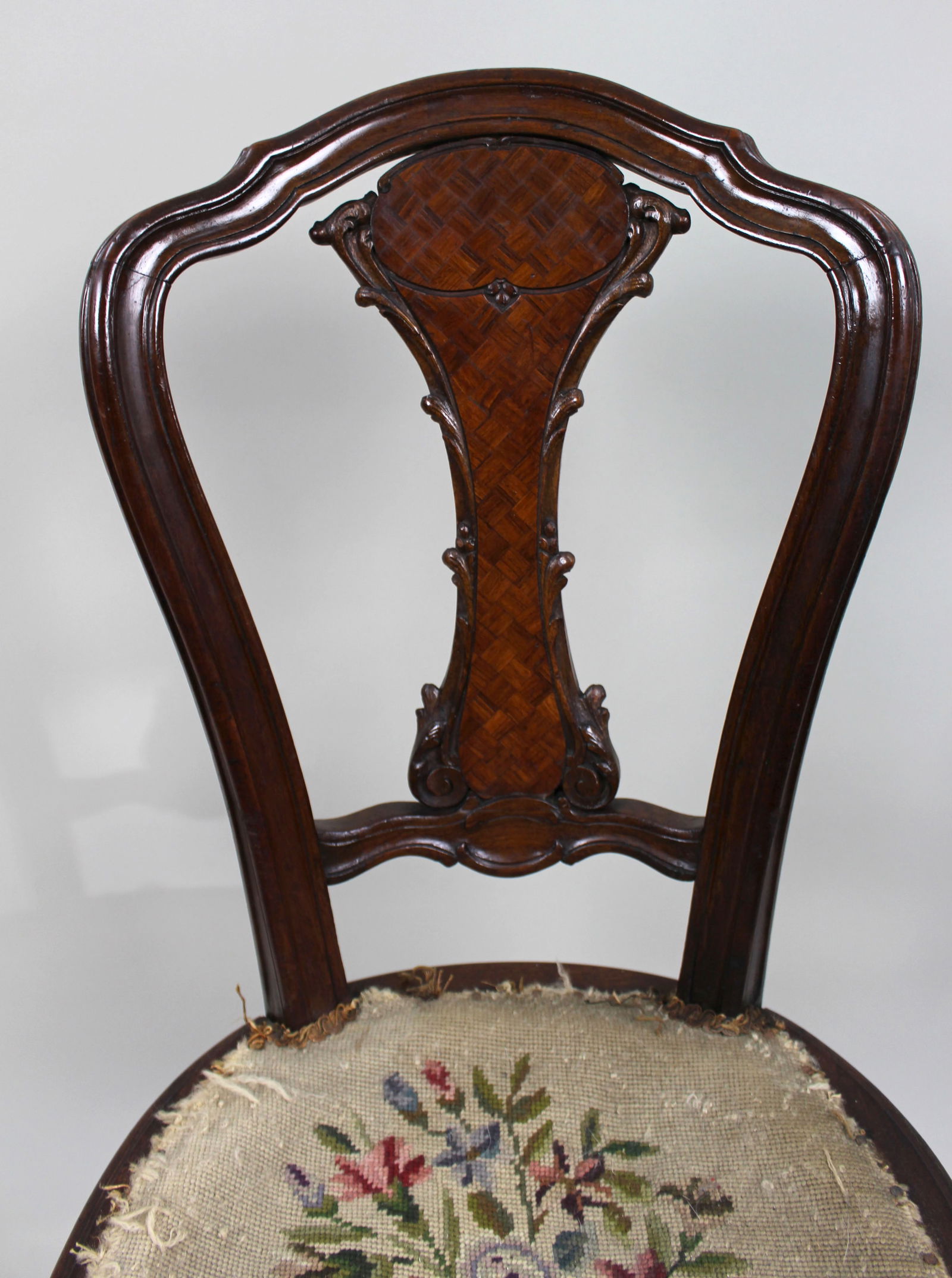 19th Century French Kingwood Parquetry Side Chair with Ormolu Mounts - 5