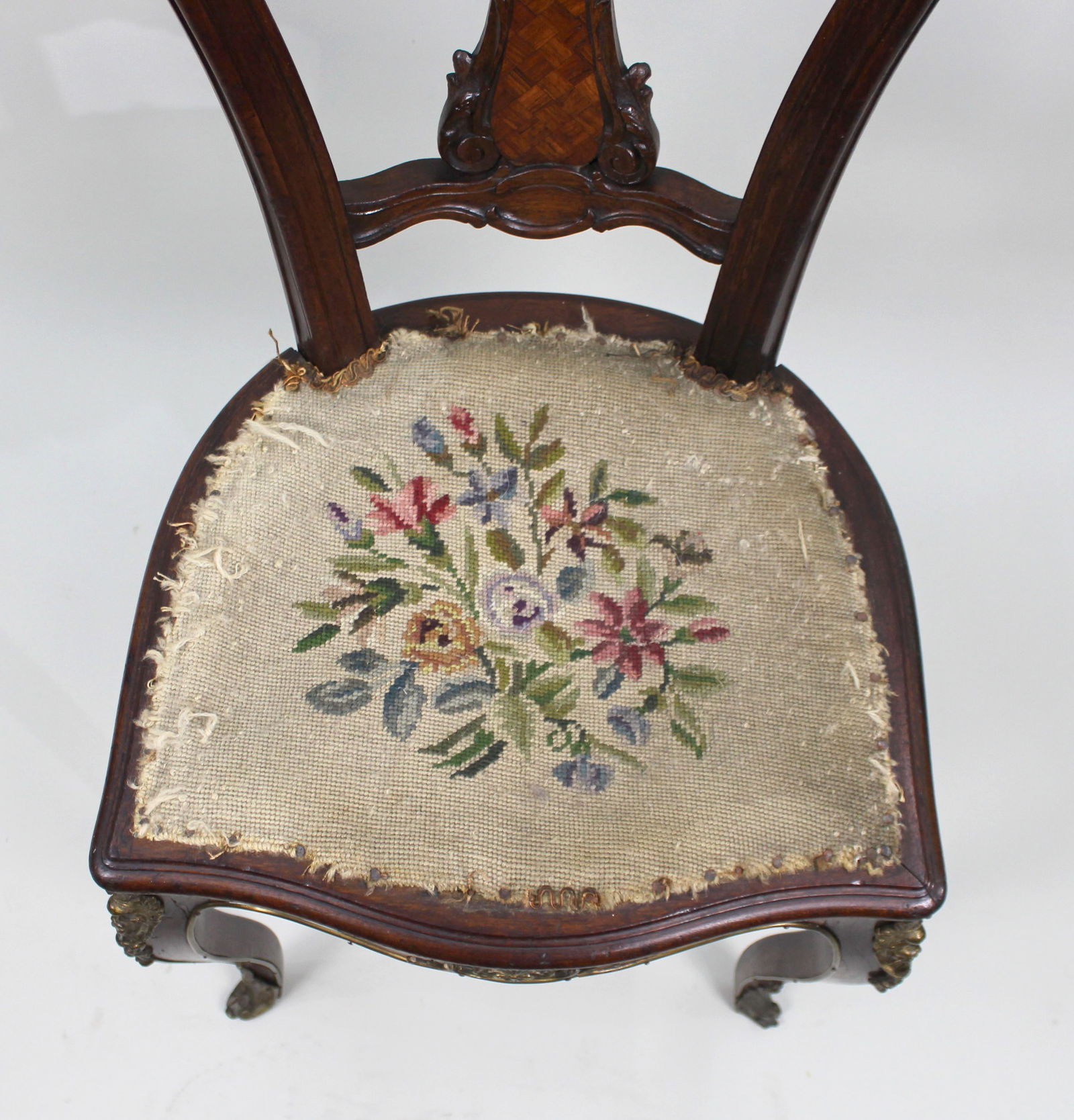 19th Century French Kingwood Parquetry Side Chair with Ormolu Mounts - 6