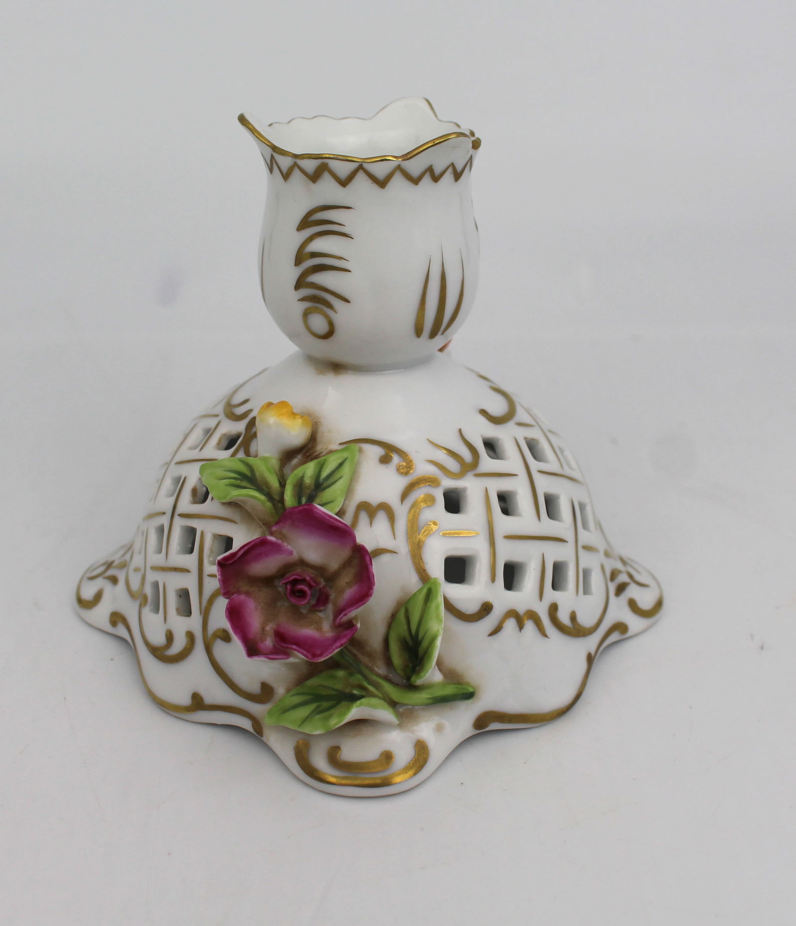 Vintage Ornate Dresden Candlestick - 3