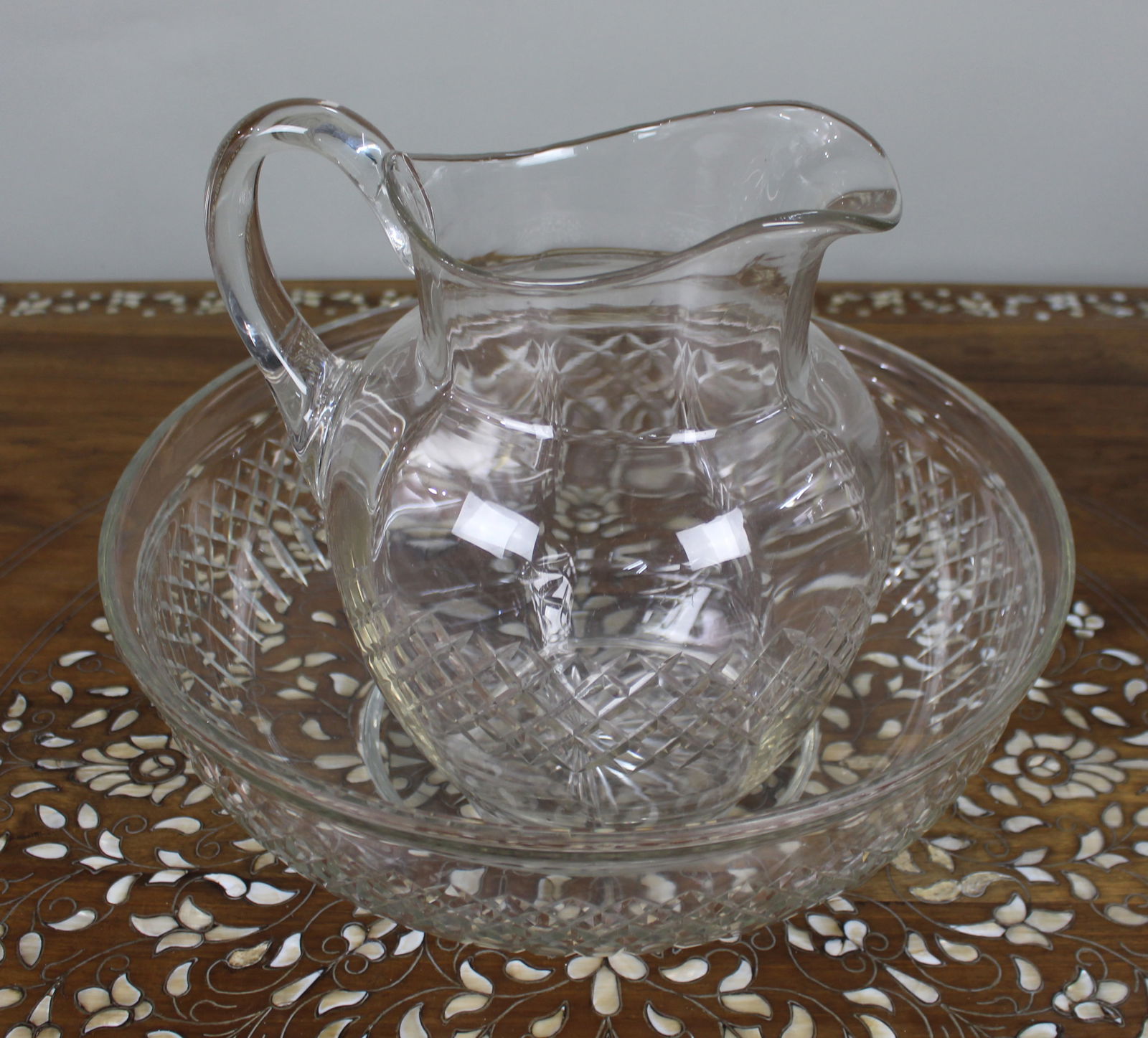Large Victorian Cut Crystal Jug & Bowl Set - 2