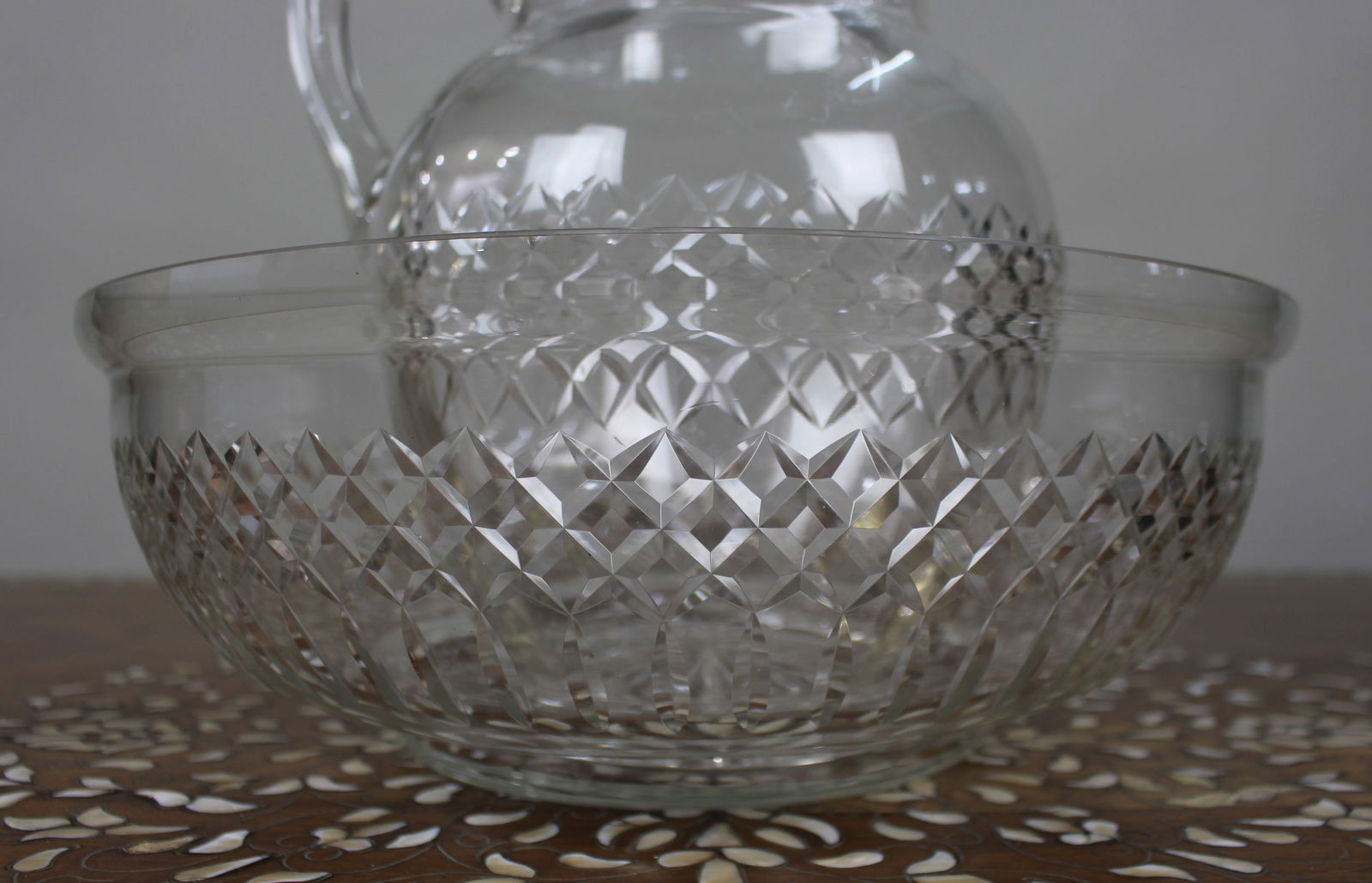 Large Victorian Cut Crystal Jug & Bowl Set - 3