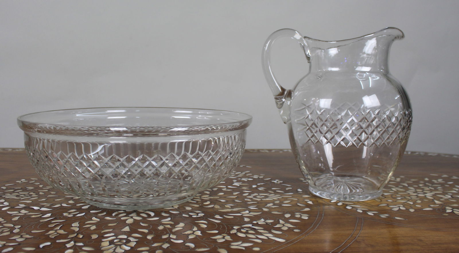 Large Victorian Cut Crystal Jug & Bowl Set - 4