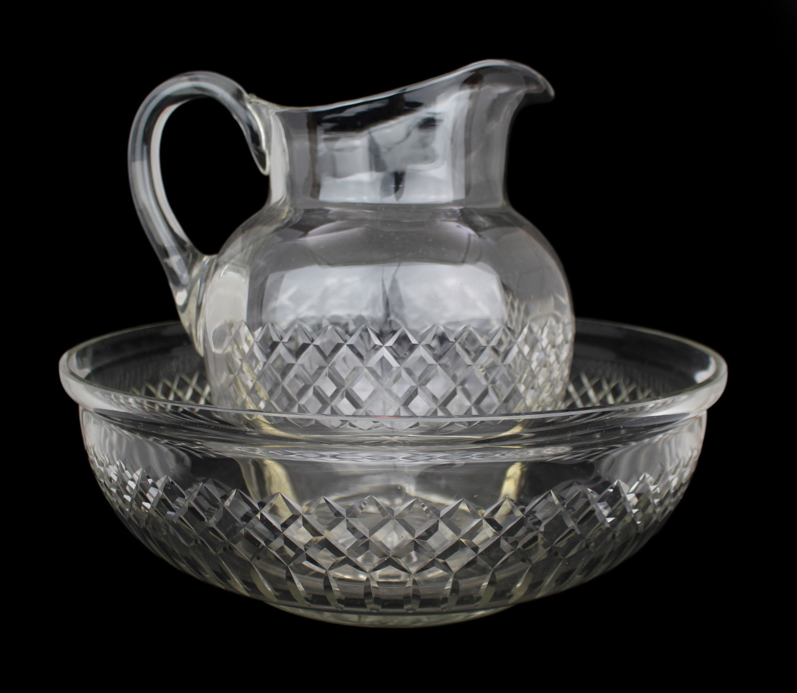Large Victorian Cut Crystal Jug & Bowl Set - 5