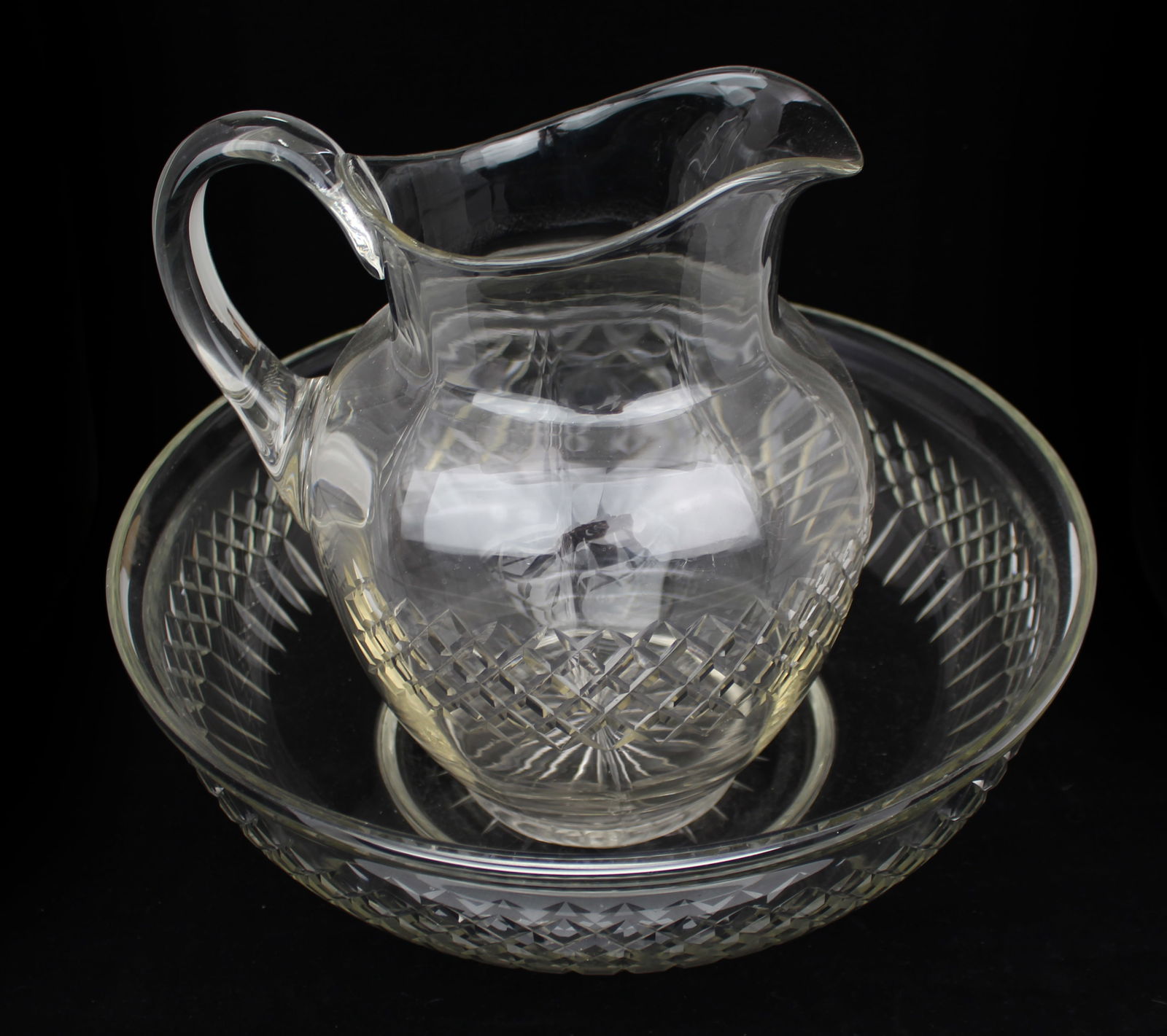 Large Victorian Cut Crystal Jug & Bowl Set - 7