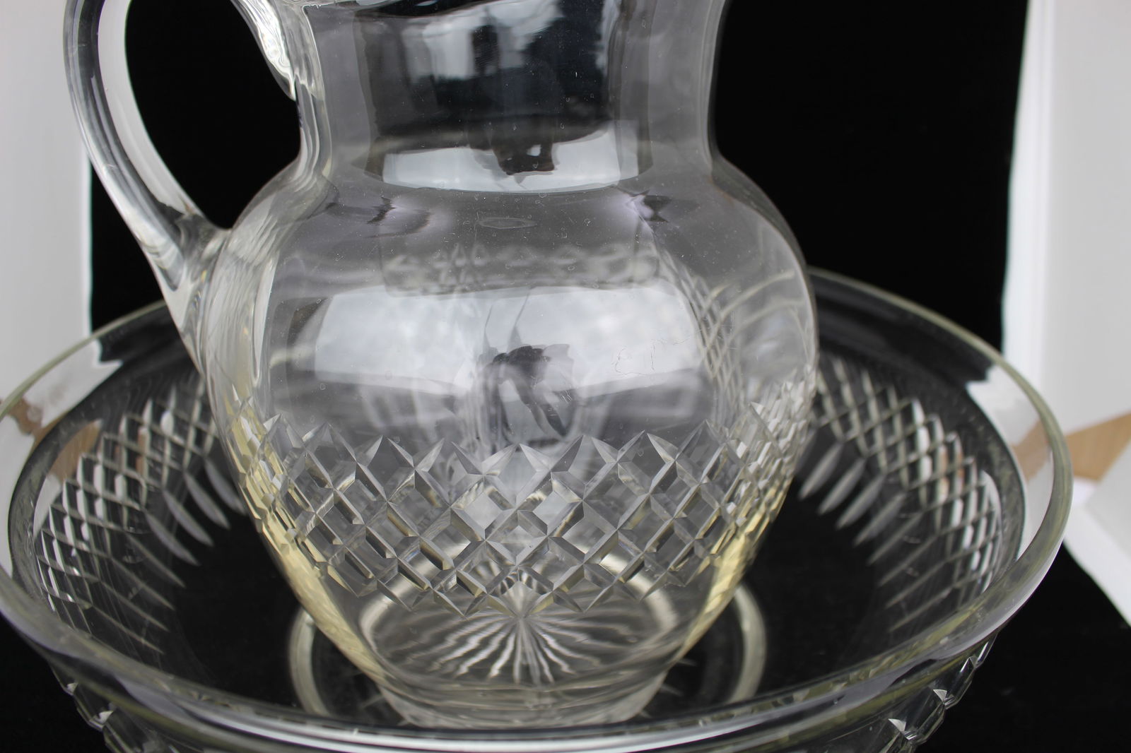 Large Victorian Cut Crystal Jug & Bowl Set - 9