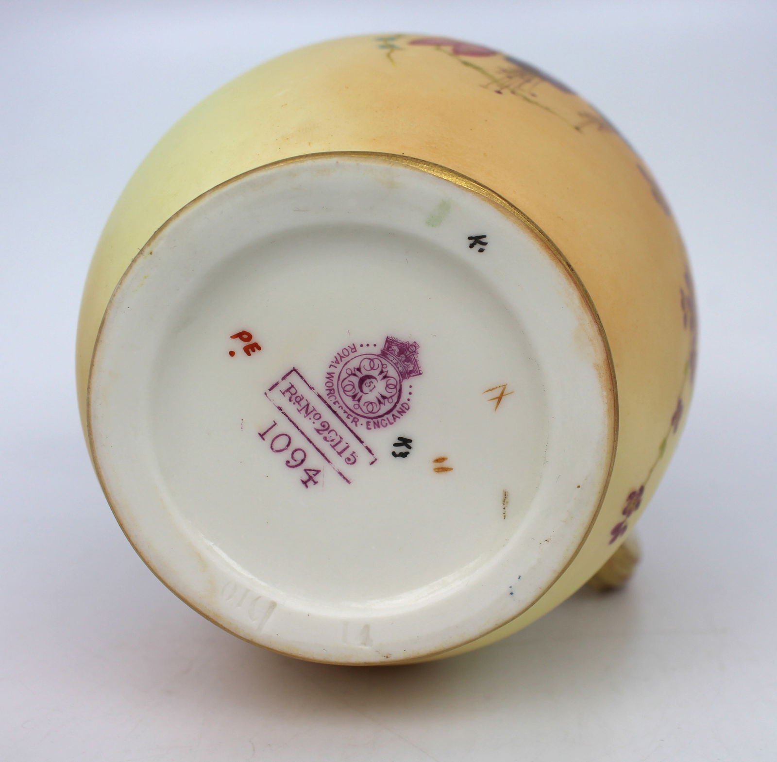 Antique Royal Worcester Blush Ivory Ewer, Hand-Painted Porcelain, 1896 - 11