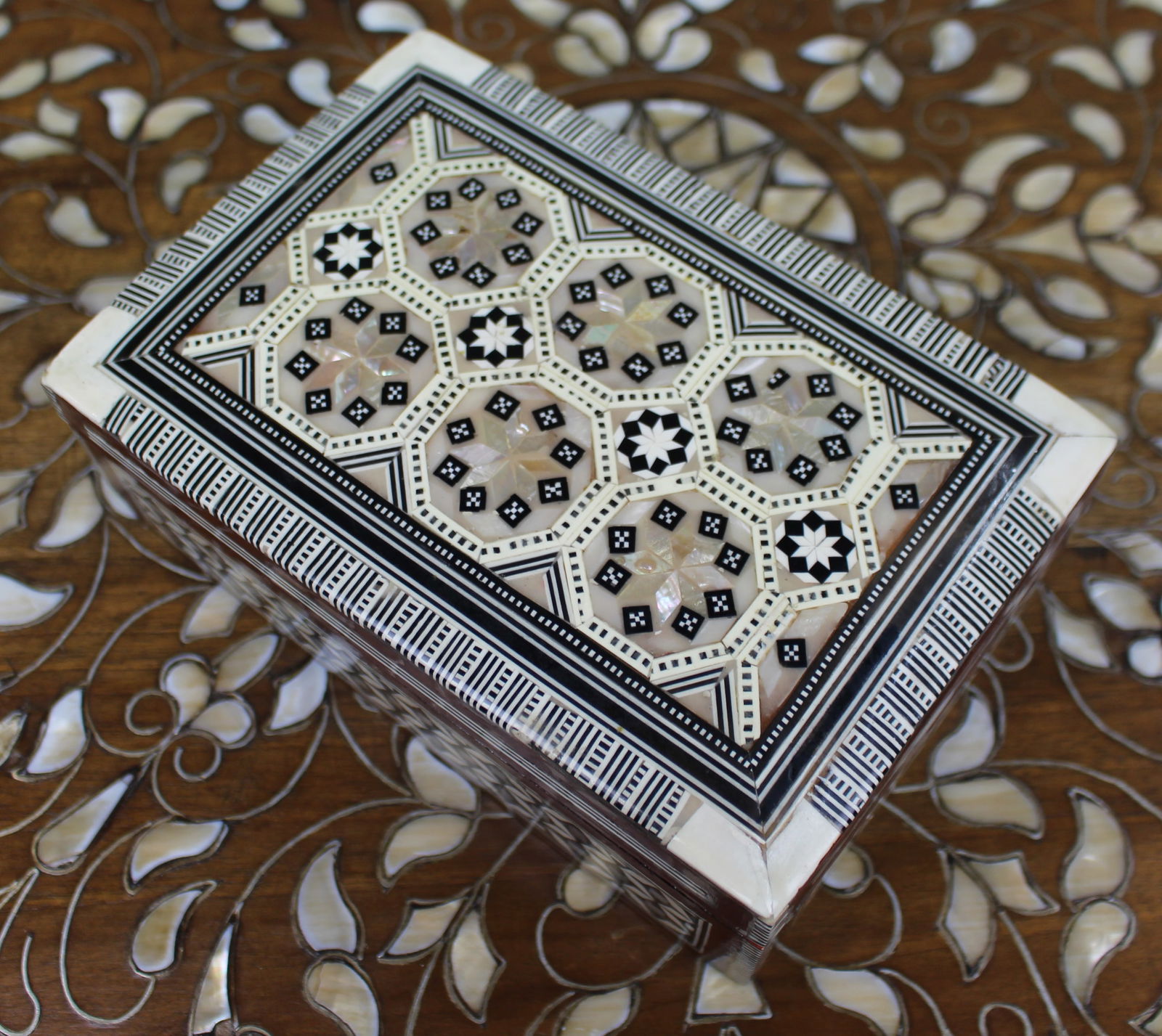 Decorative Inlaid Mother-of-Pearl and Bone Box - 2
