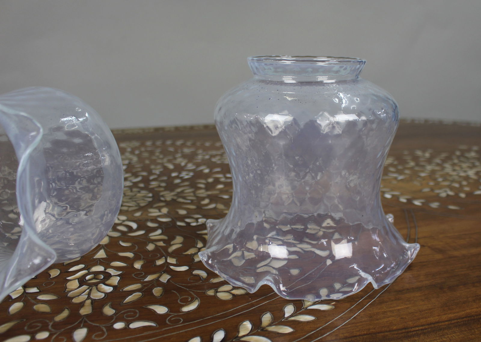 Antique Gothic Revival Brass Three-Light Gasolier with Opalescent Glass Shades, circa 1900 - 17