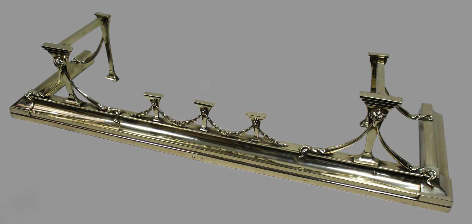 Antique Edwardian Brass Fireplace Fender & Matching Fire Irons - 6