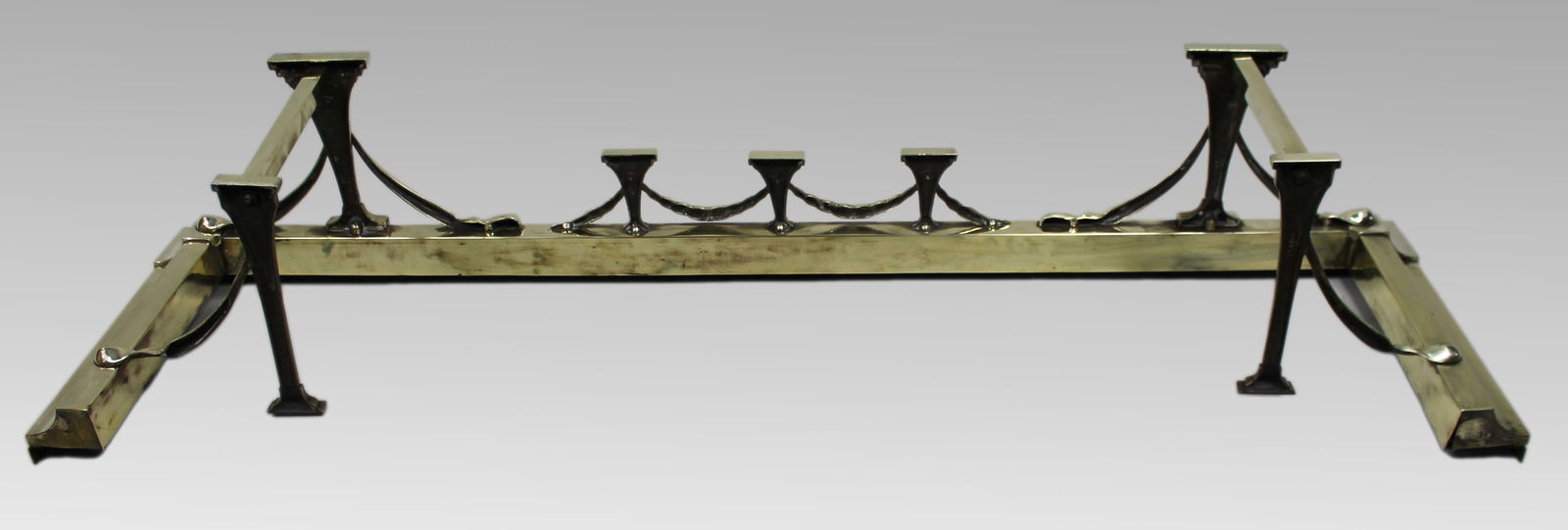 Antique Edwardian Brass Fireplace Fender & Matching Fire Irons - 9