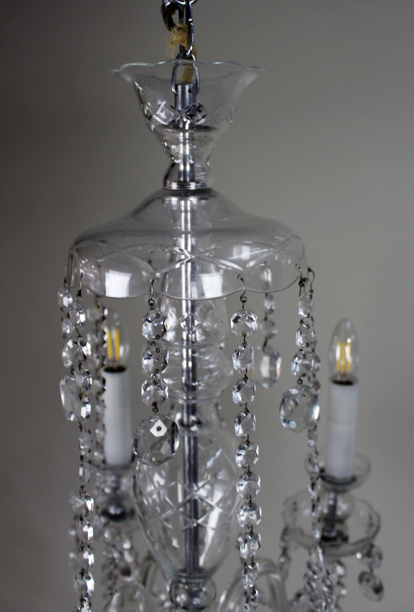 Five-Arm French Cut Glass and Crystal Chandelier, Mid-20th Century - 10