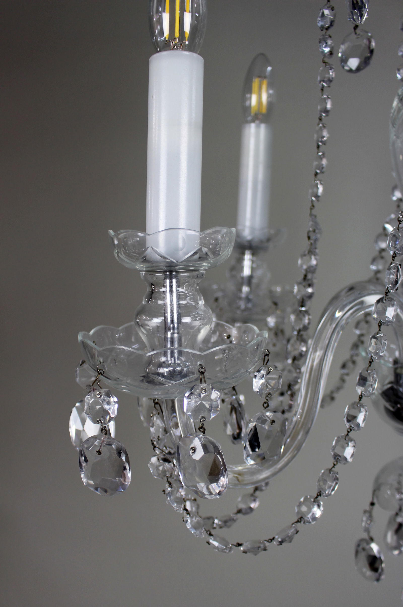 Five-Arm French Cut Glass and Crystal Chandelier, Mid-20th Century - 13