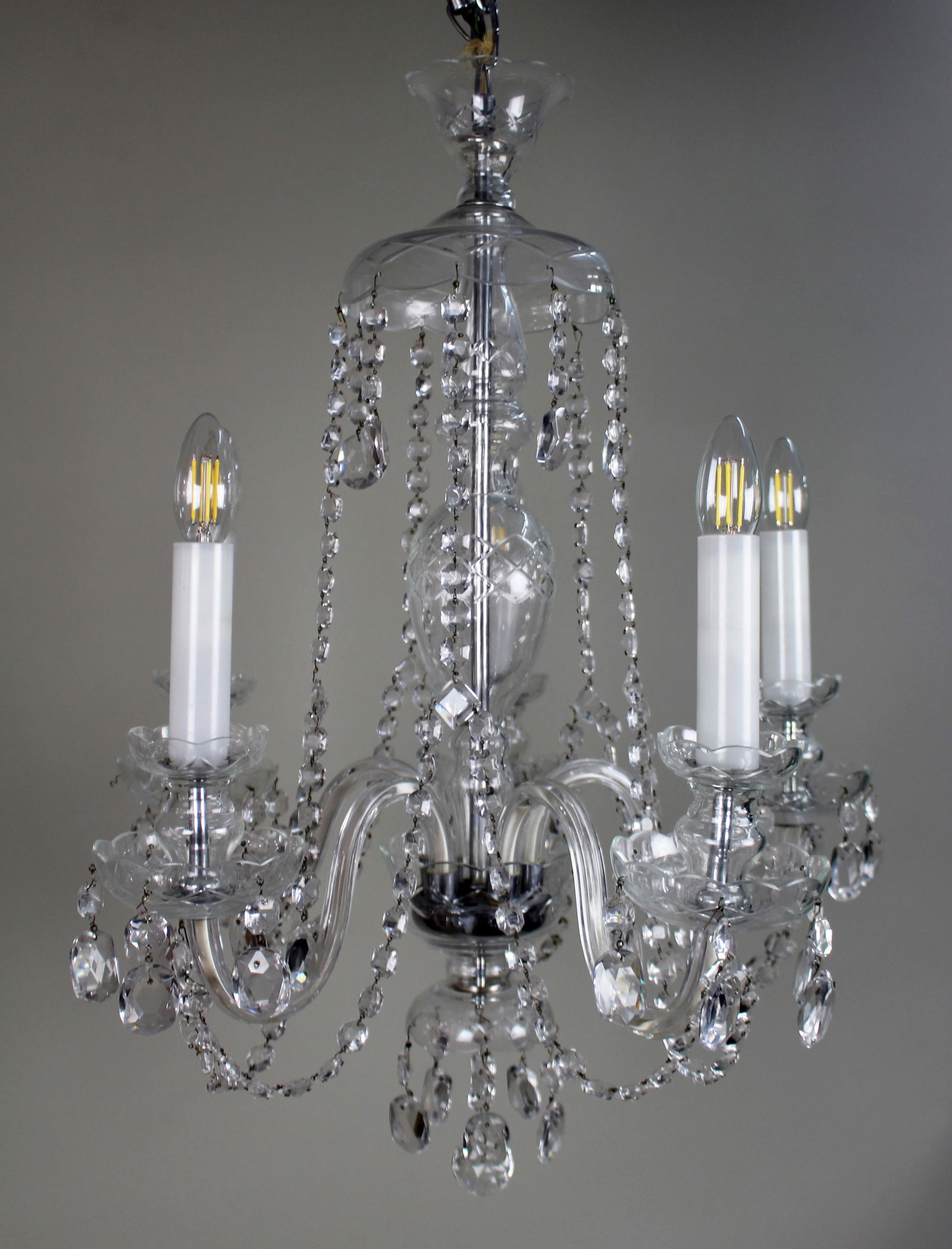 Five-Arm French Cut Glass and Crystal Chandelier, Mid-20th Century - 2