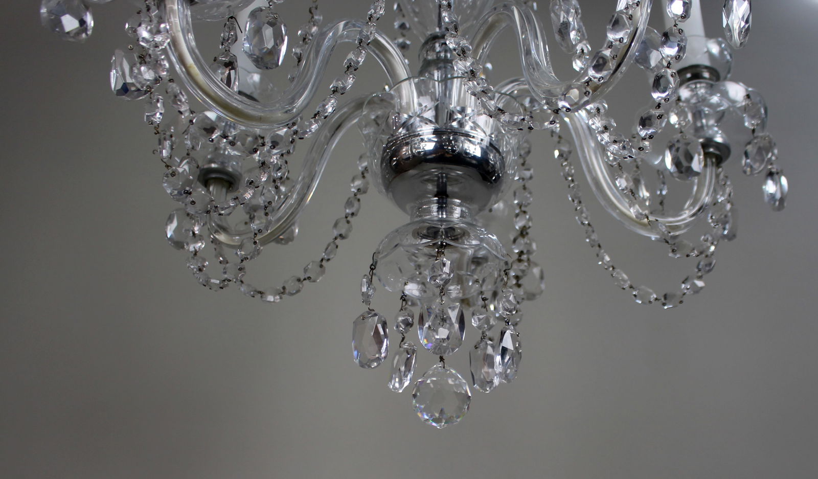 Five-Arm French Cut Glass and Crystal Chandelier, Mid-20th Century - 7
