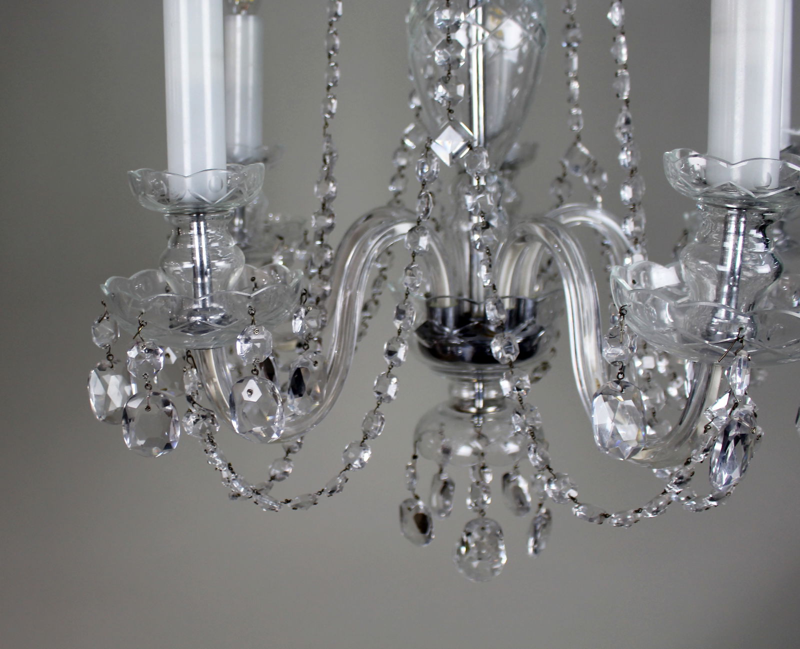 Five-Arm French Cut Glass and Crystal Chandelier, Mid-20th Century - 8