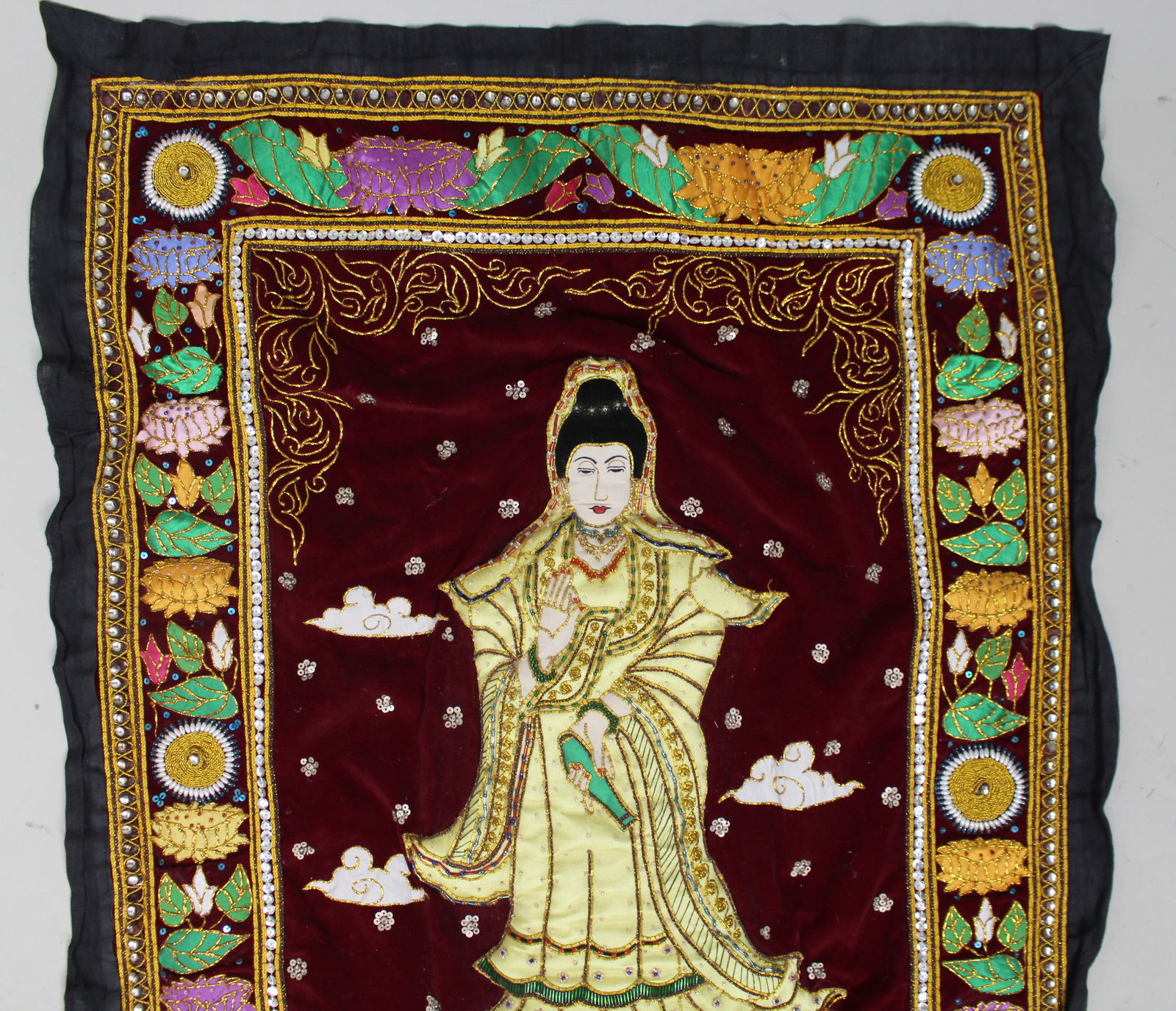 Vintage Chinese Embroidered Silk Wall Hanging - 2