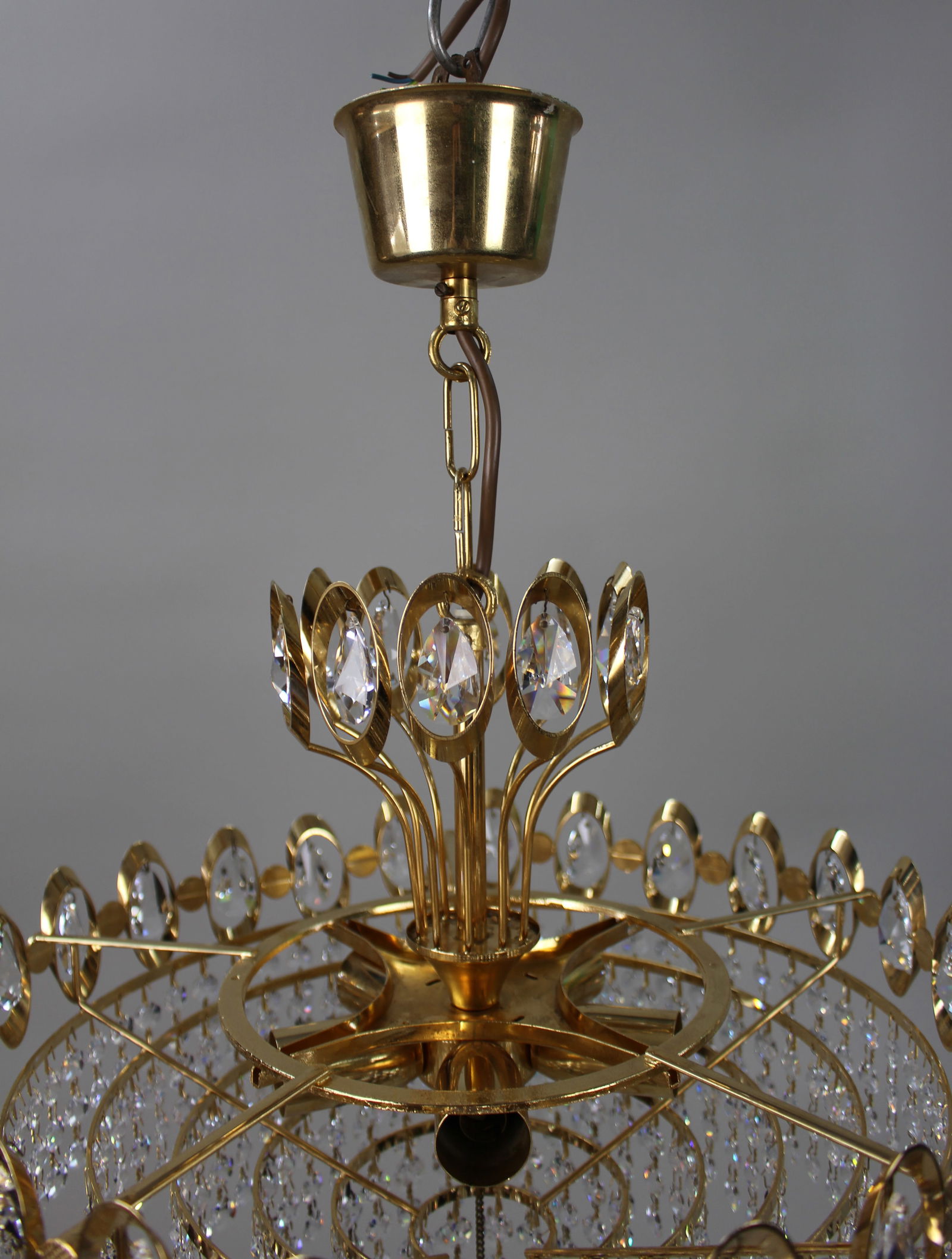 Vintage Gold Plated Crystal Chandelier - 4