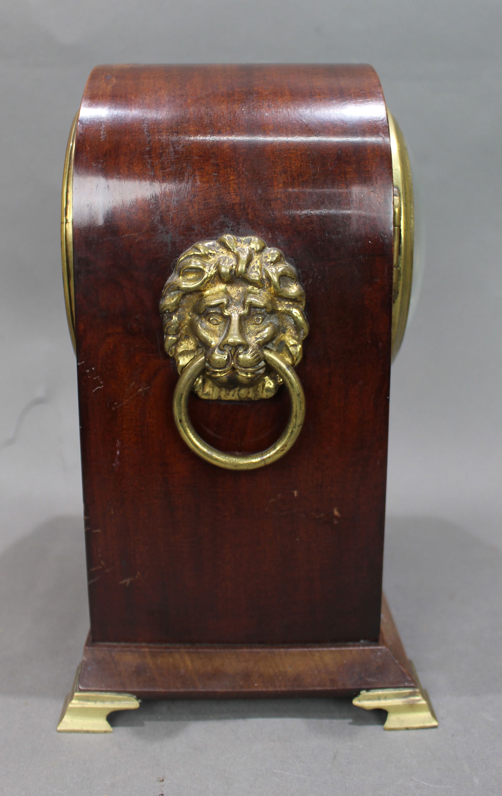 Antique French Mahogany & Brass Inlaid Mantel Clock by Marti c.1900 - 3