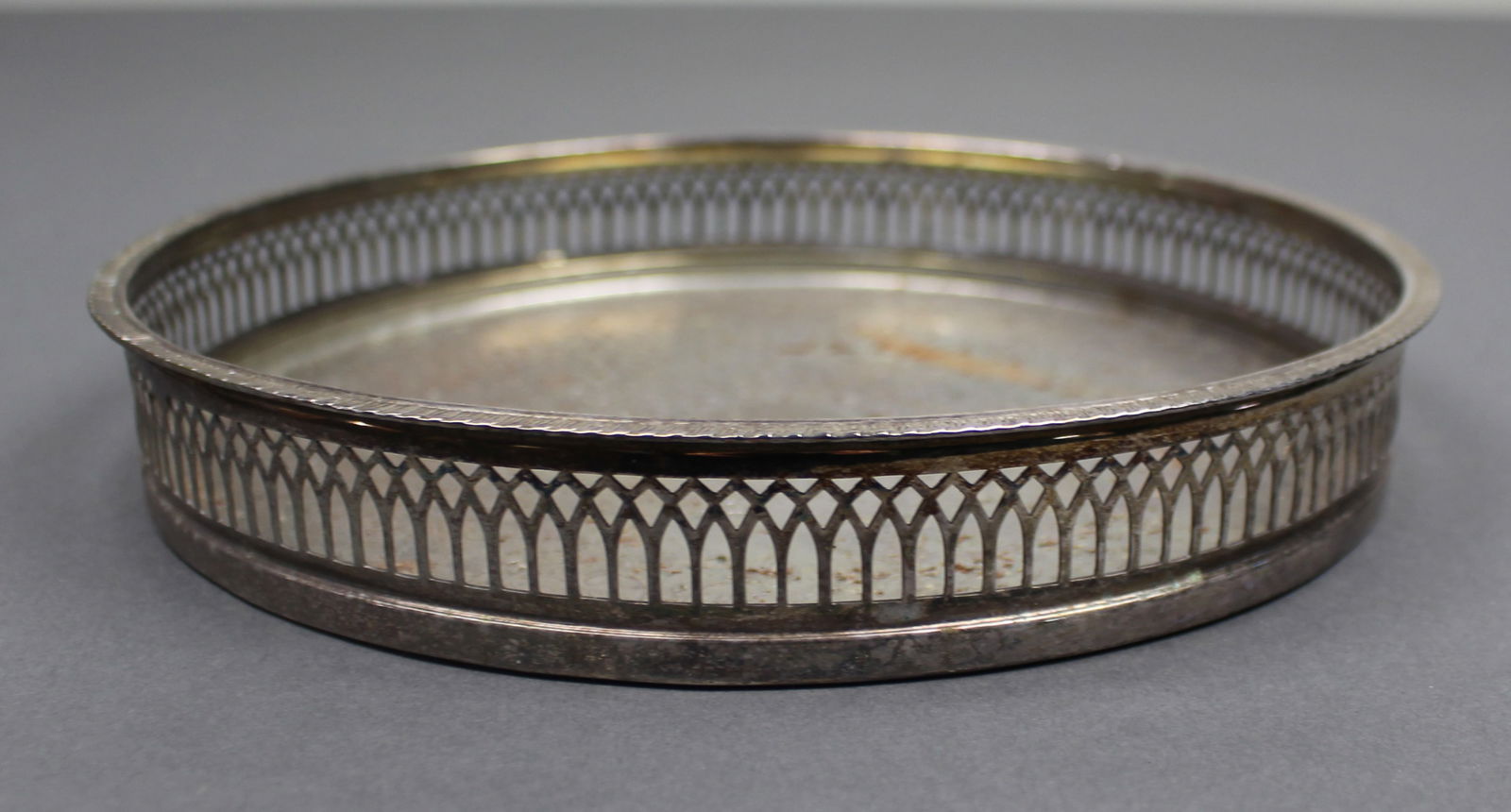Circular English Silver Plated Gallery Tray by Cavalier - 2