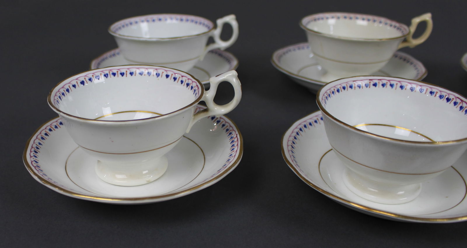 Antique English Porcelain Tea Cups & Saucers - 3