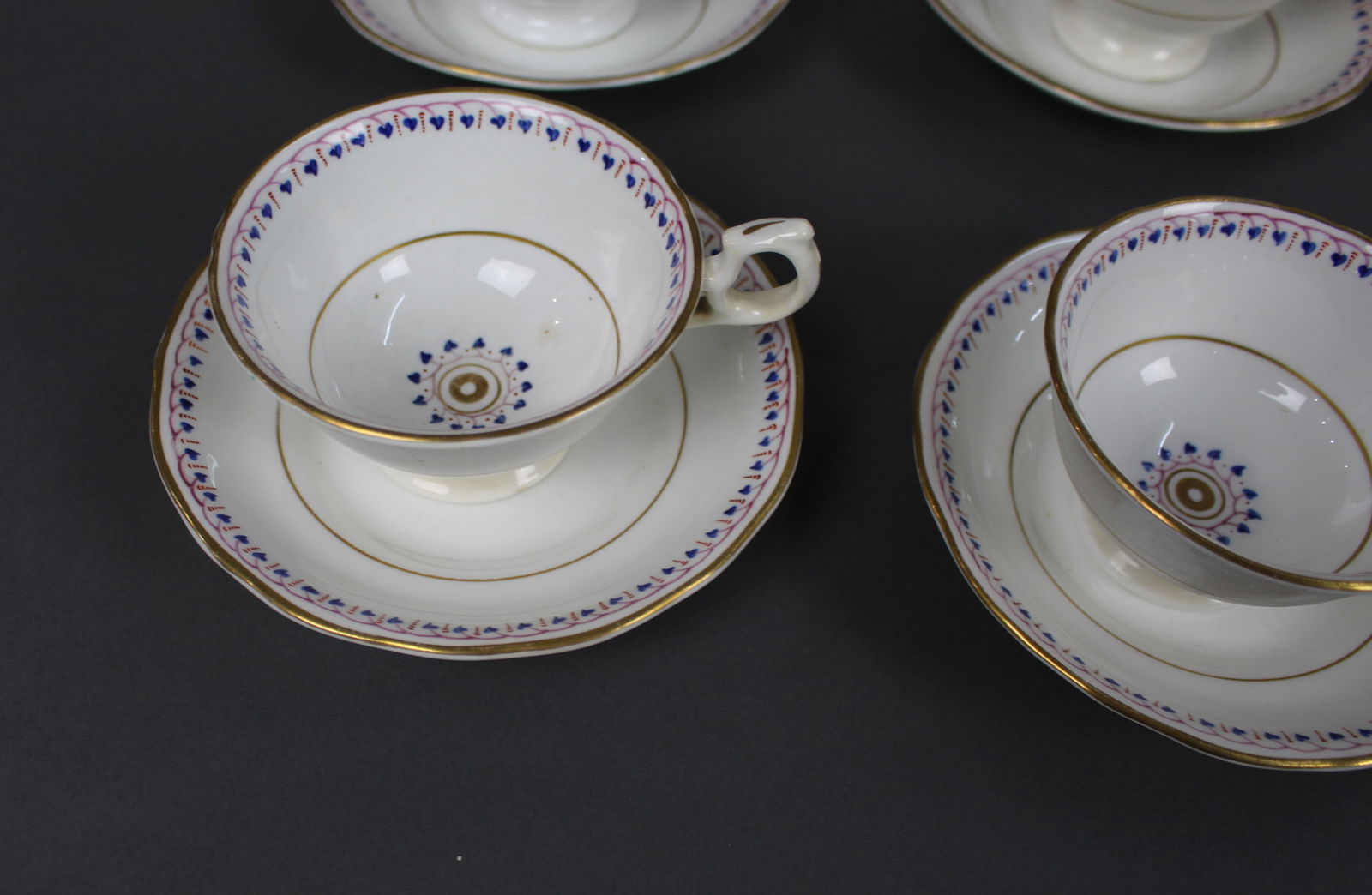 Antique English Porcelain Tea Cups & Saucers - 4