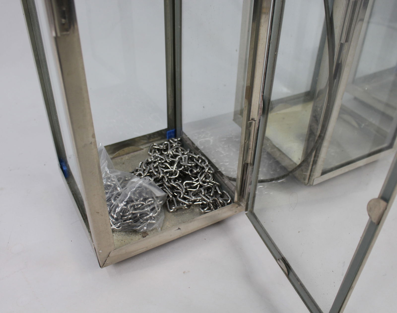 Pair of Large Vintage Chrome Lanterns - 7