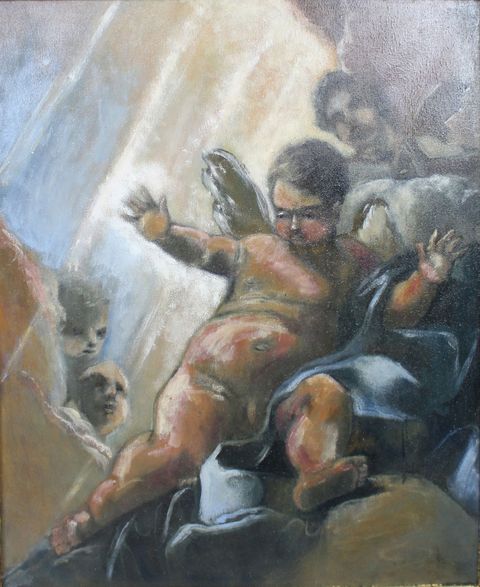 Fine Italian Oil on Canvas Set in Carved Giltwood Frame - 2