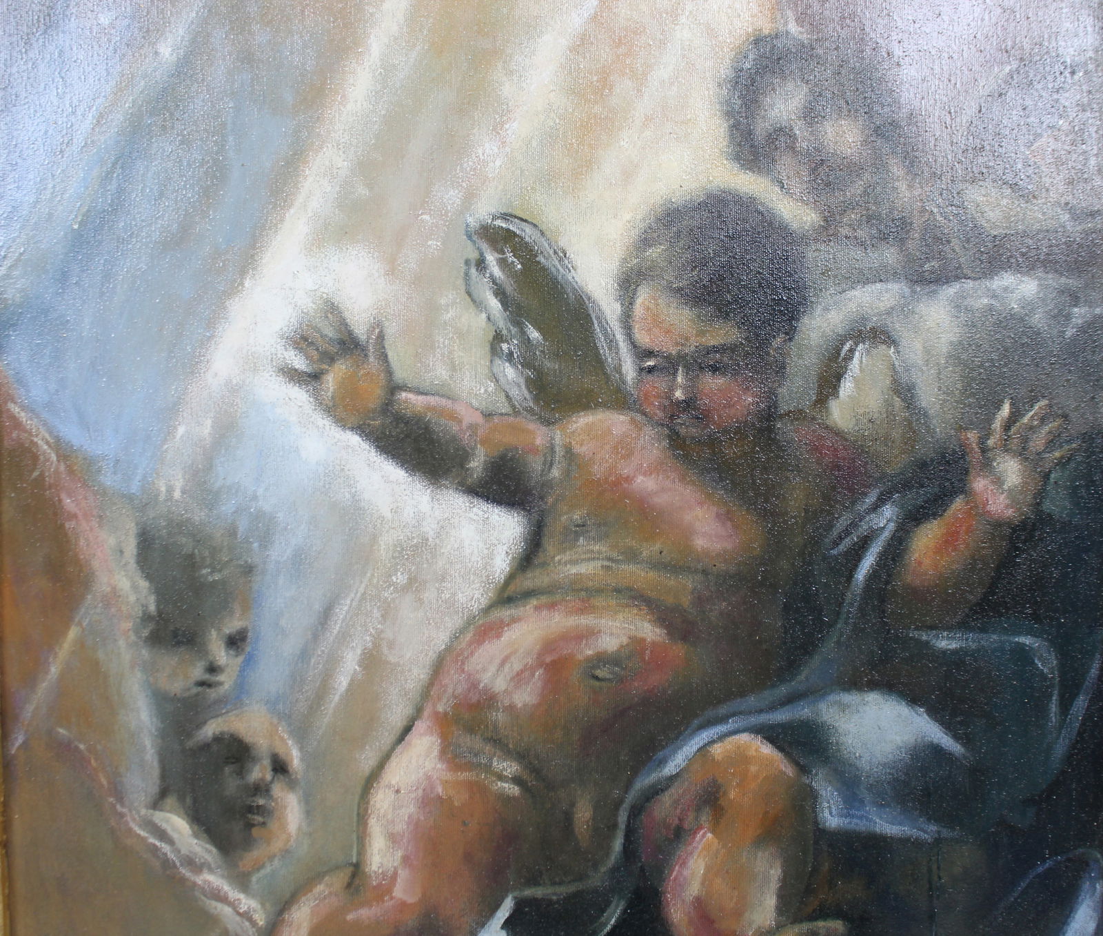 Fine Italian Oil on Canvas Set in Carved Giltwood Frame - 3