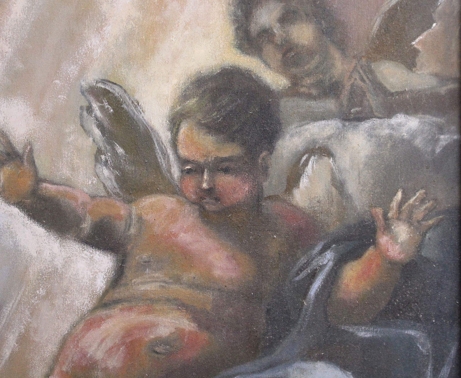 Fine Italian Oil on Canvas Set in Carved Giltwood Frame - 4