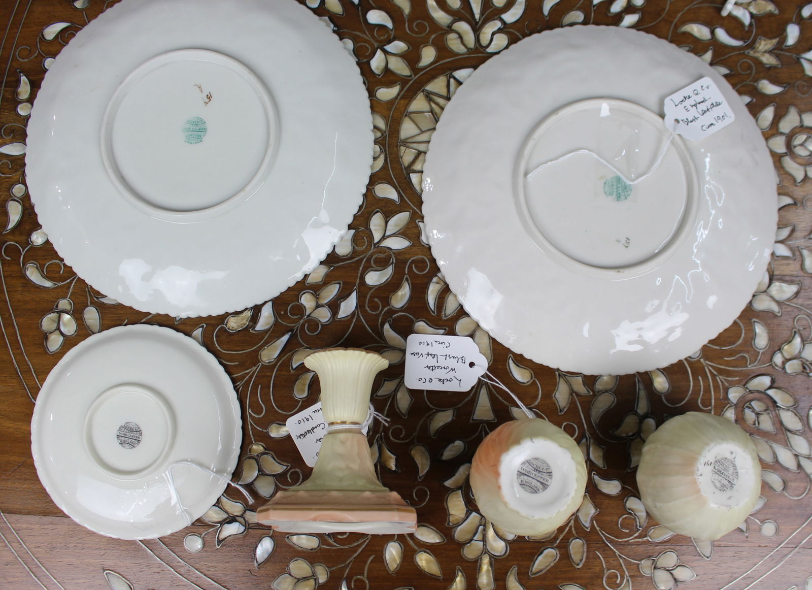 Collection of Antique Locke & Co Worcester ‘Blush Ivory’ Porcelain - 8