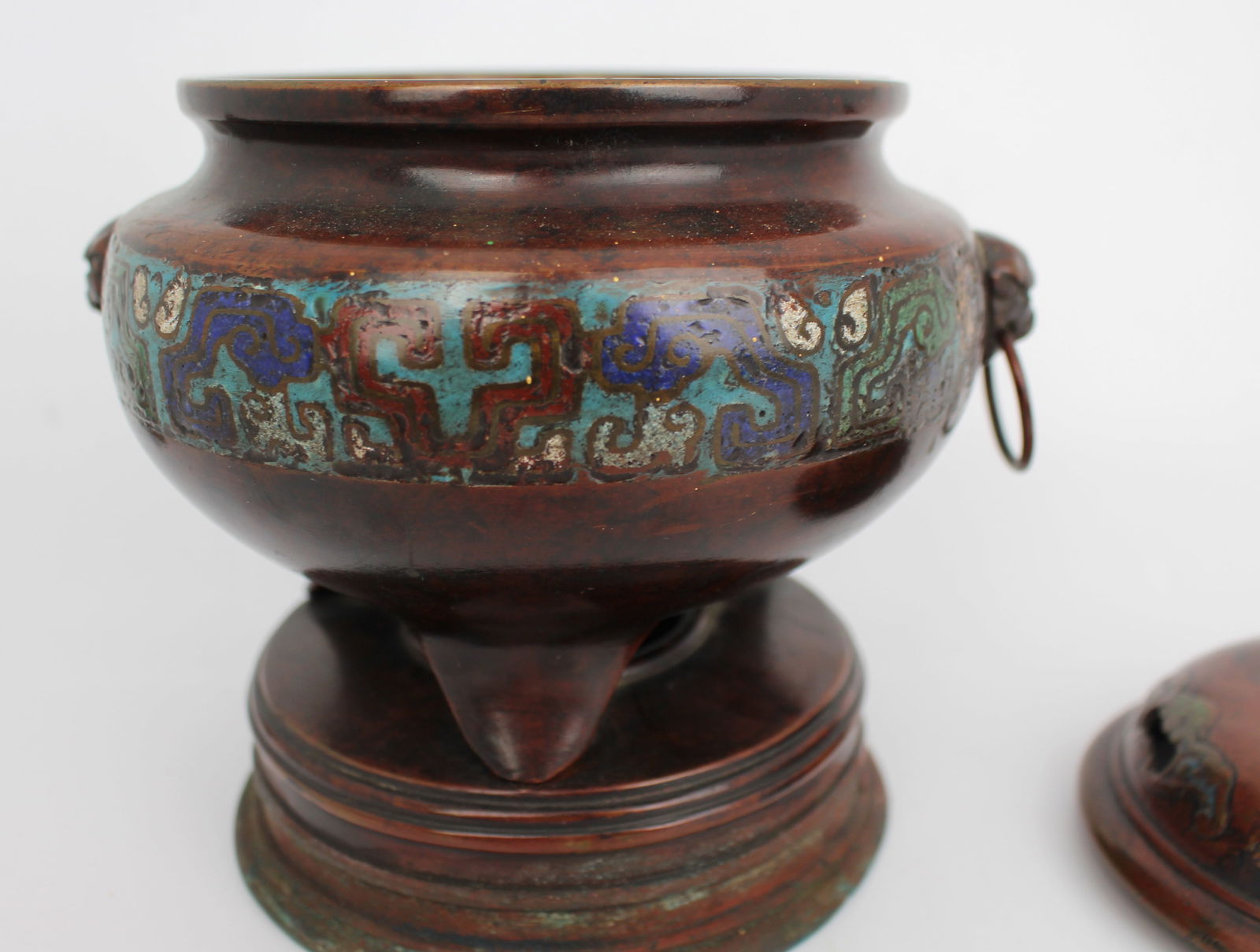 Antique Chinese Cloisonné Bronze Tripod Censer, c.1890 - 13