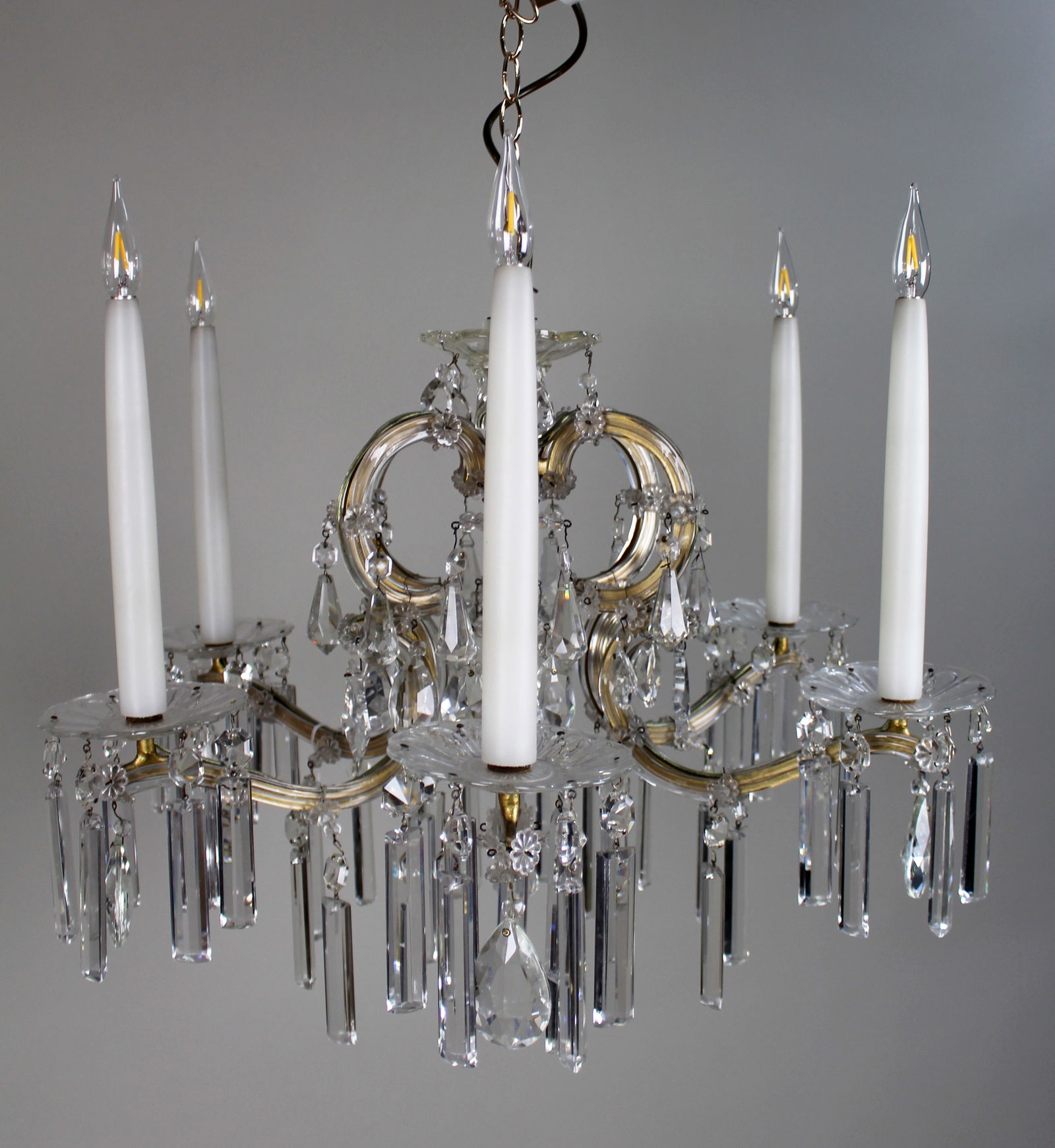 Pair of Fine Cut Crystal 6 Light Chandeliers - 3
