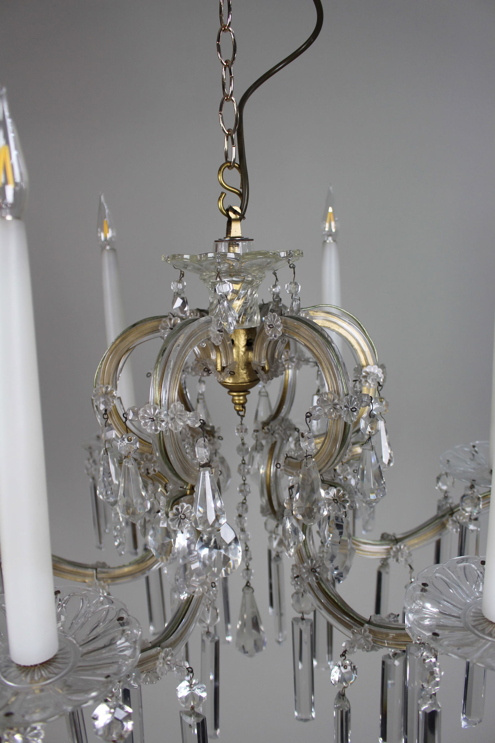 Pair of Fine Cut Crystal 6 Light Chandeliers - 8