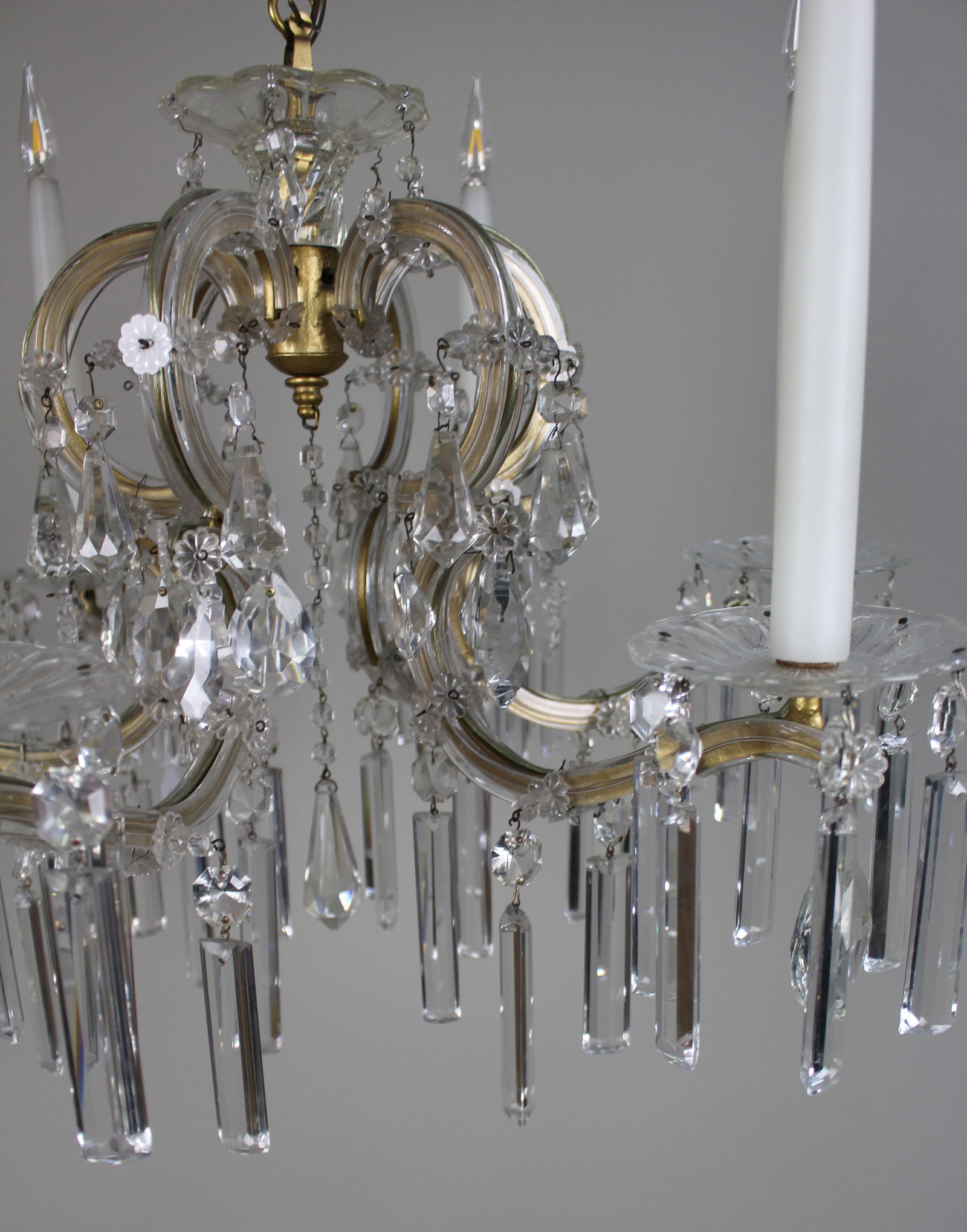 Pair of Fine Cut Crystal 6 Light Chandeliers - 9