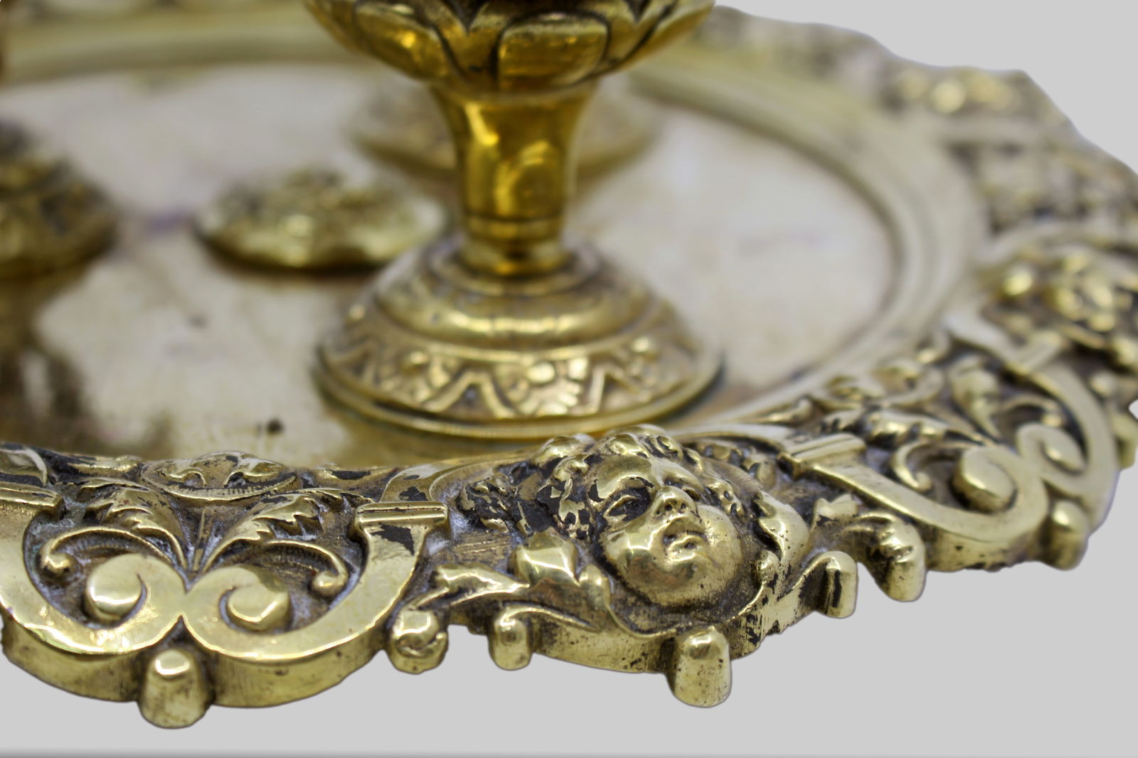 19th c. English Brass Inkwell & Writing Desk Set c.1880 - 12